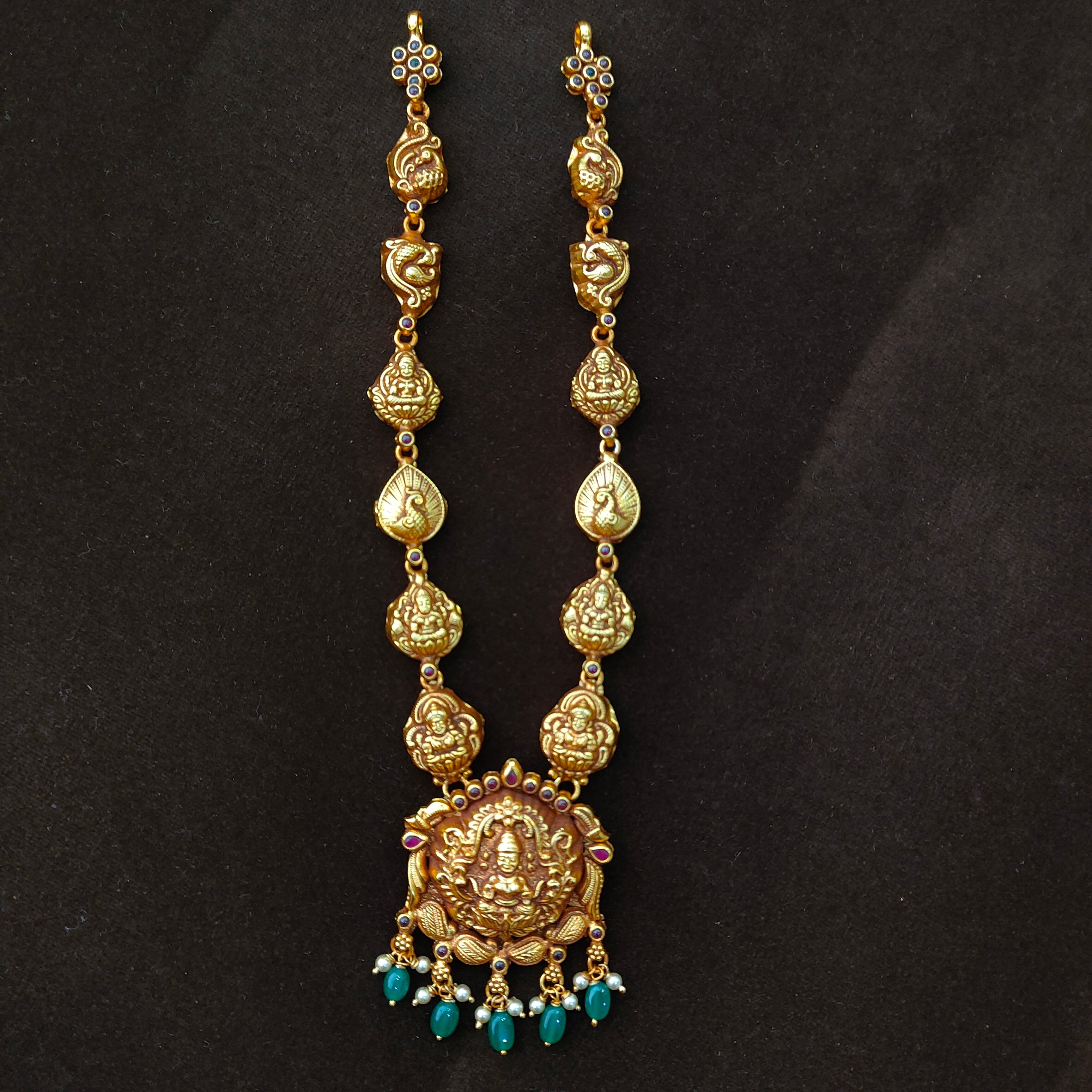 925 Silver Gold Plated Lakshmi Neckpiece -1370