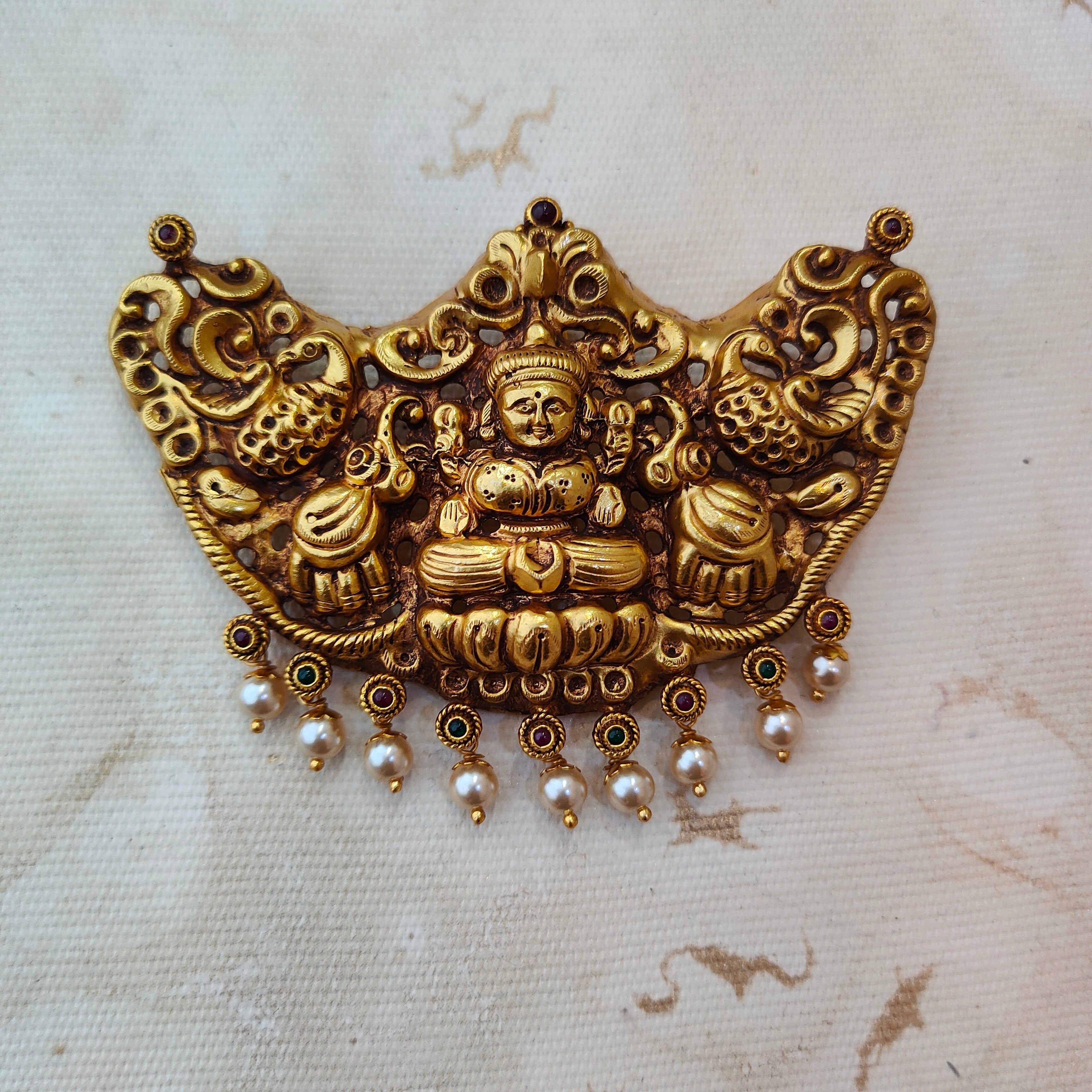 925 Silver Gold plated Lakshmi Pendant-1381