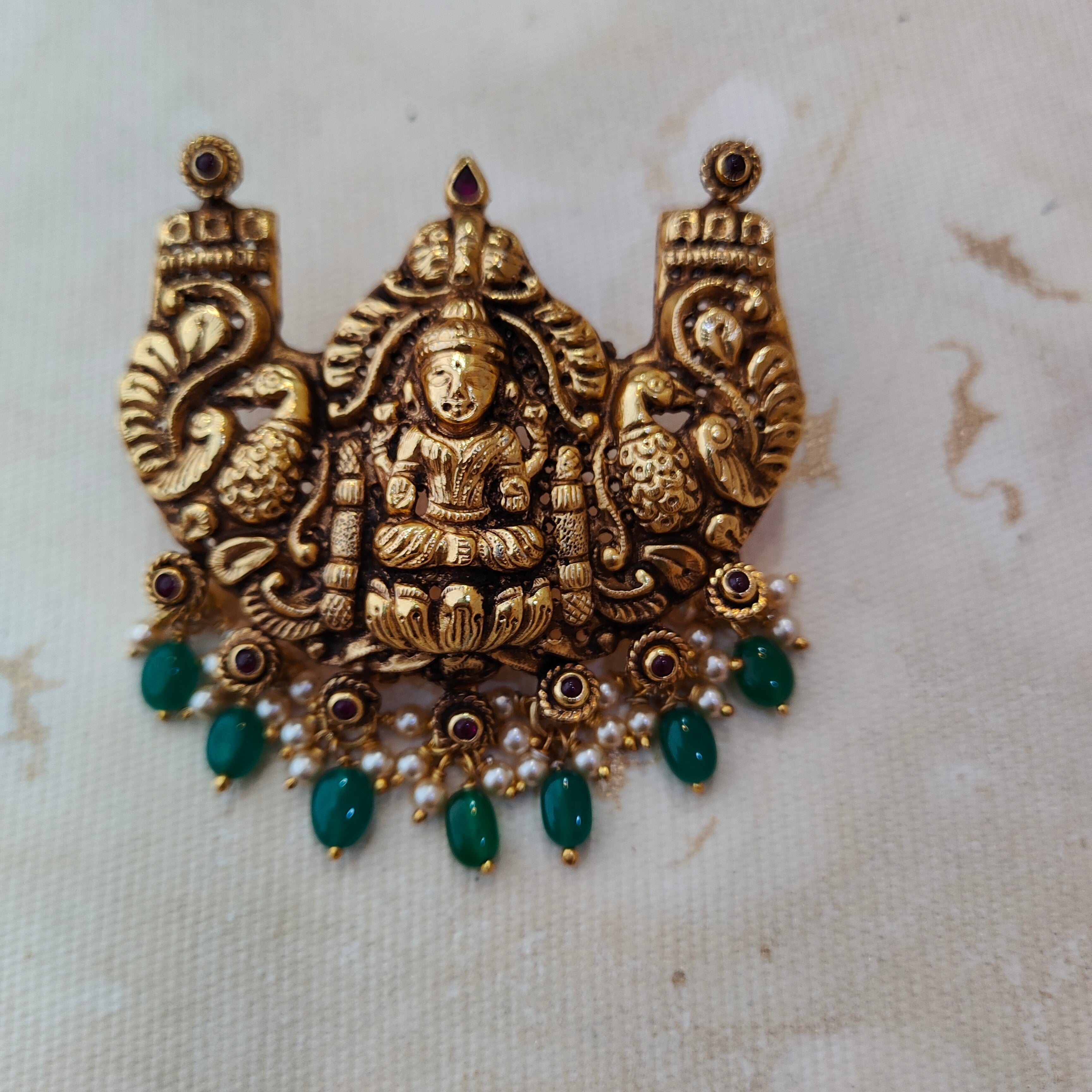 925 Silver Gold plated Lakshmi Pendant-1380