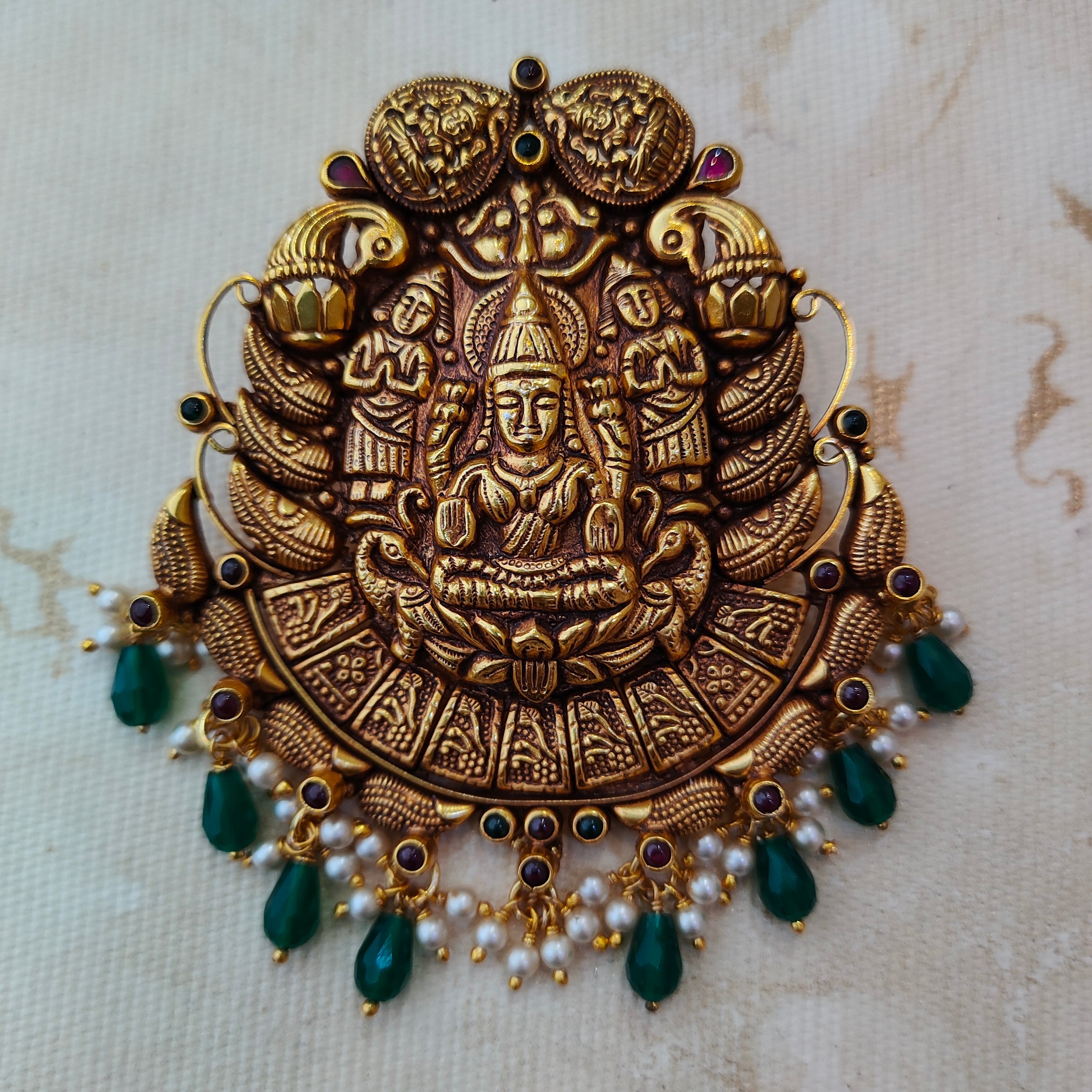 925 Silver Gold plated Lakshmi Pendant-1347