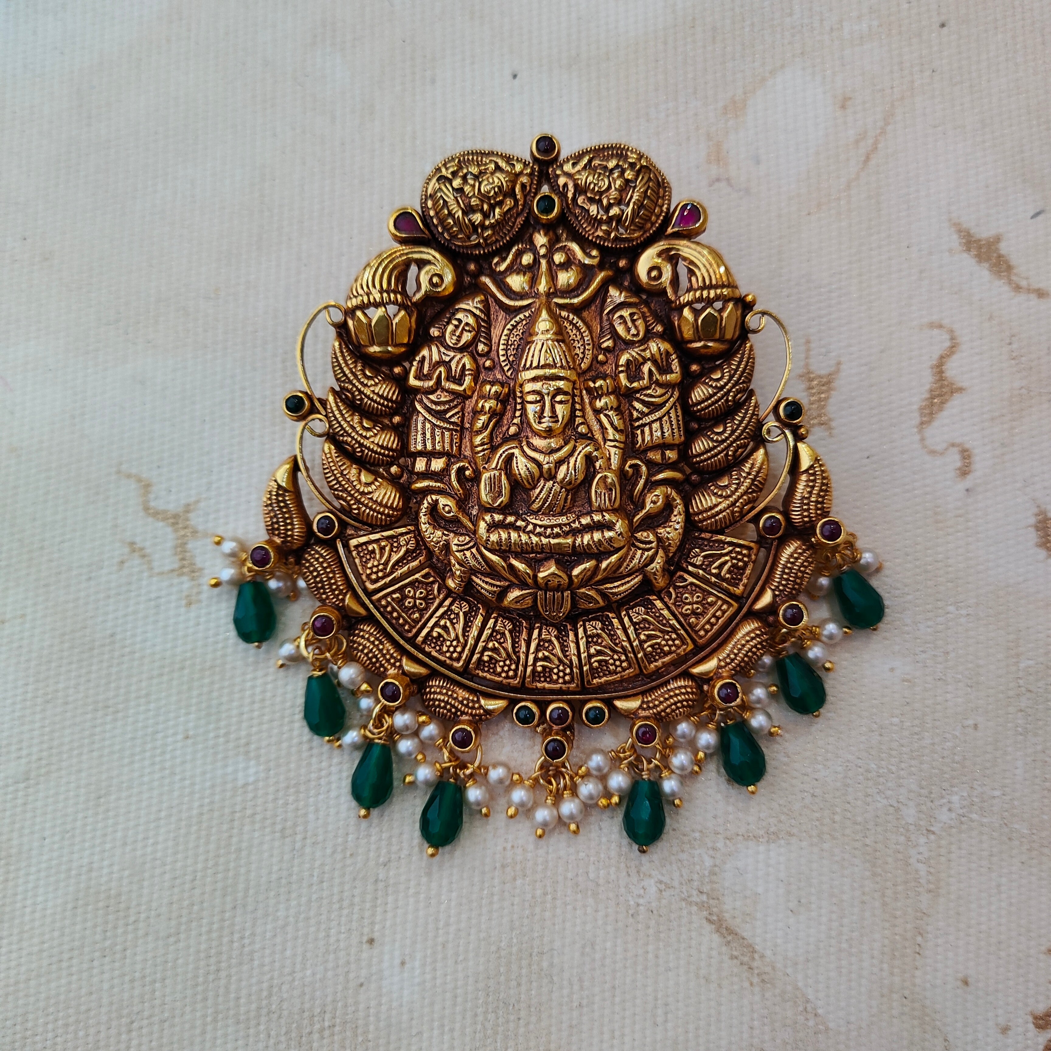 925 Silver Gold plated Lakshmi Pendant-1347