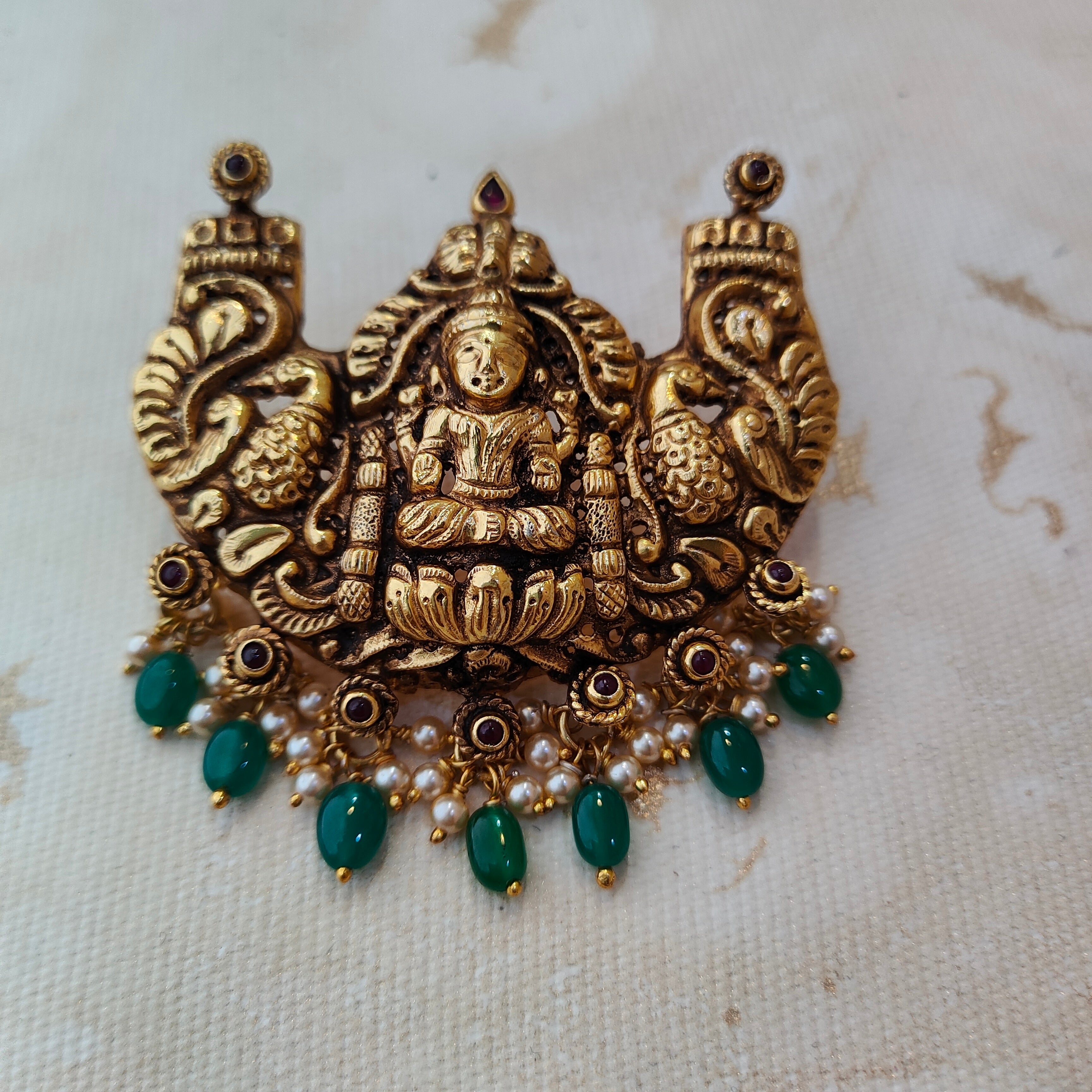 925 Silver Gold plated Lakshmi Pendant-1380
