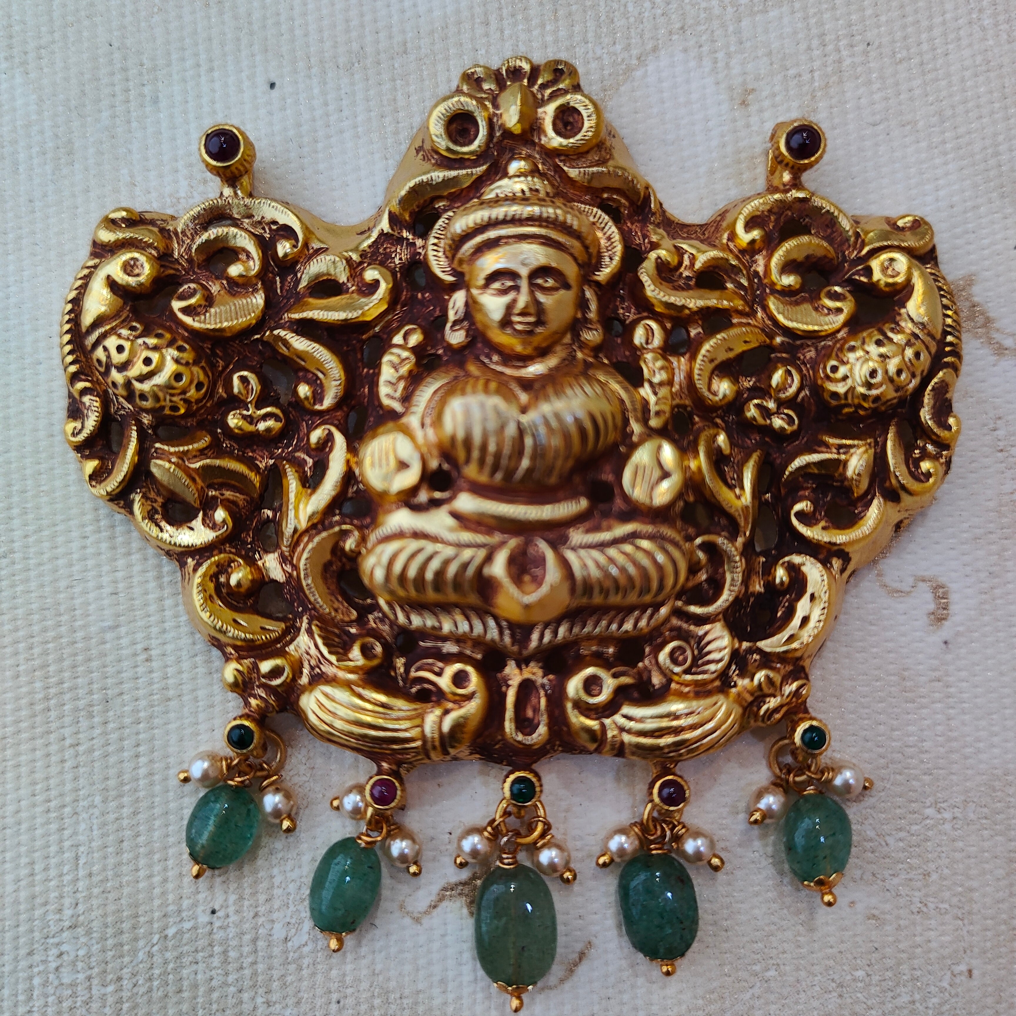 925 Silver Gold plated Lakshmi Pendant-1382