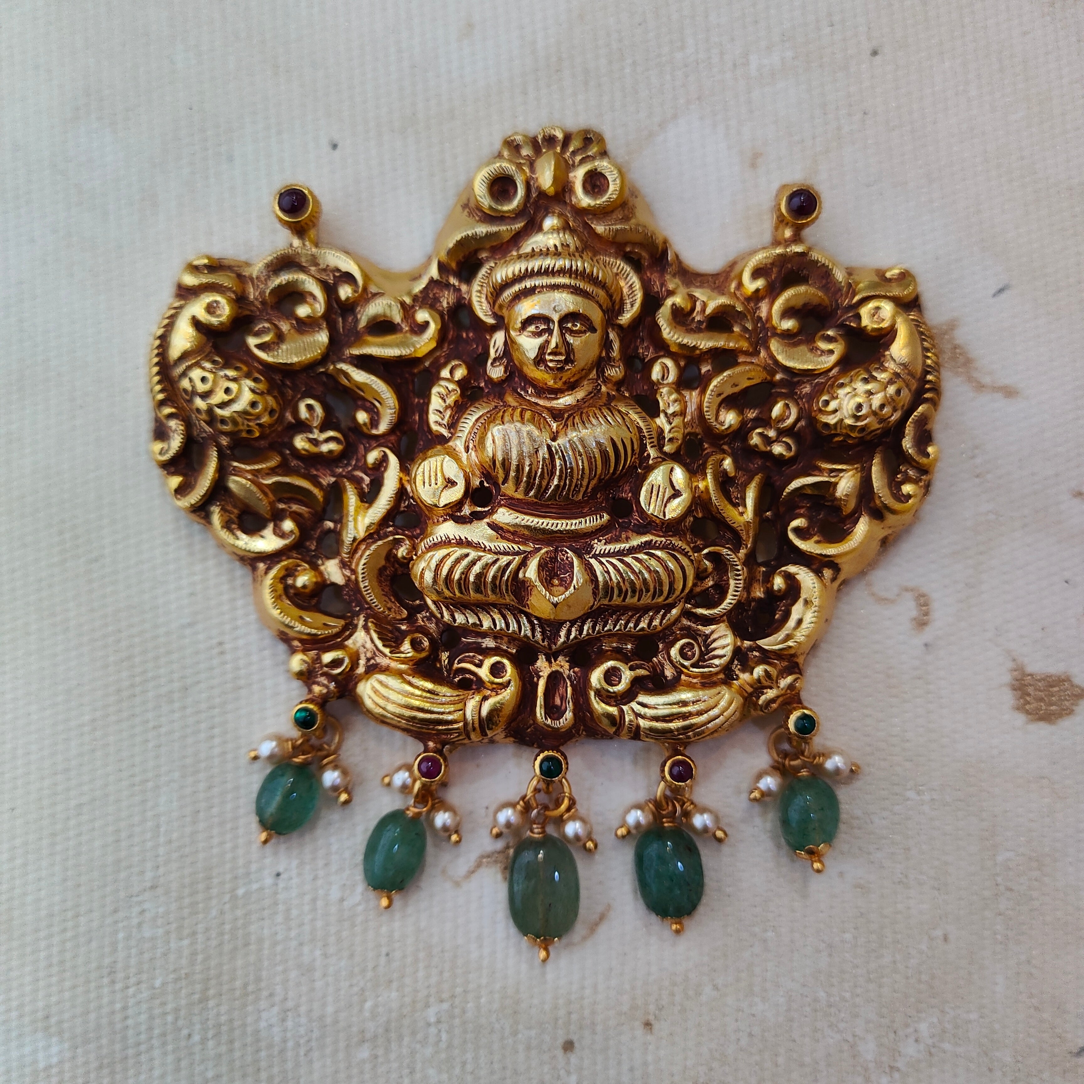 925 Silver Gold plated Lakshmi Pendant-1382