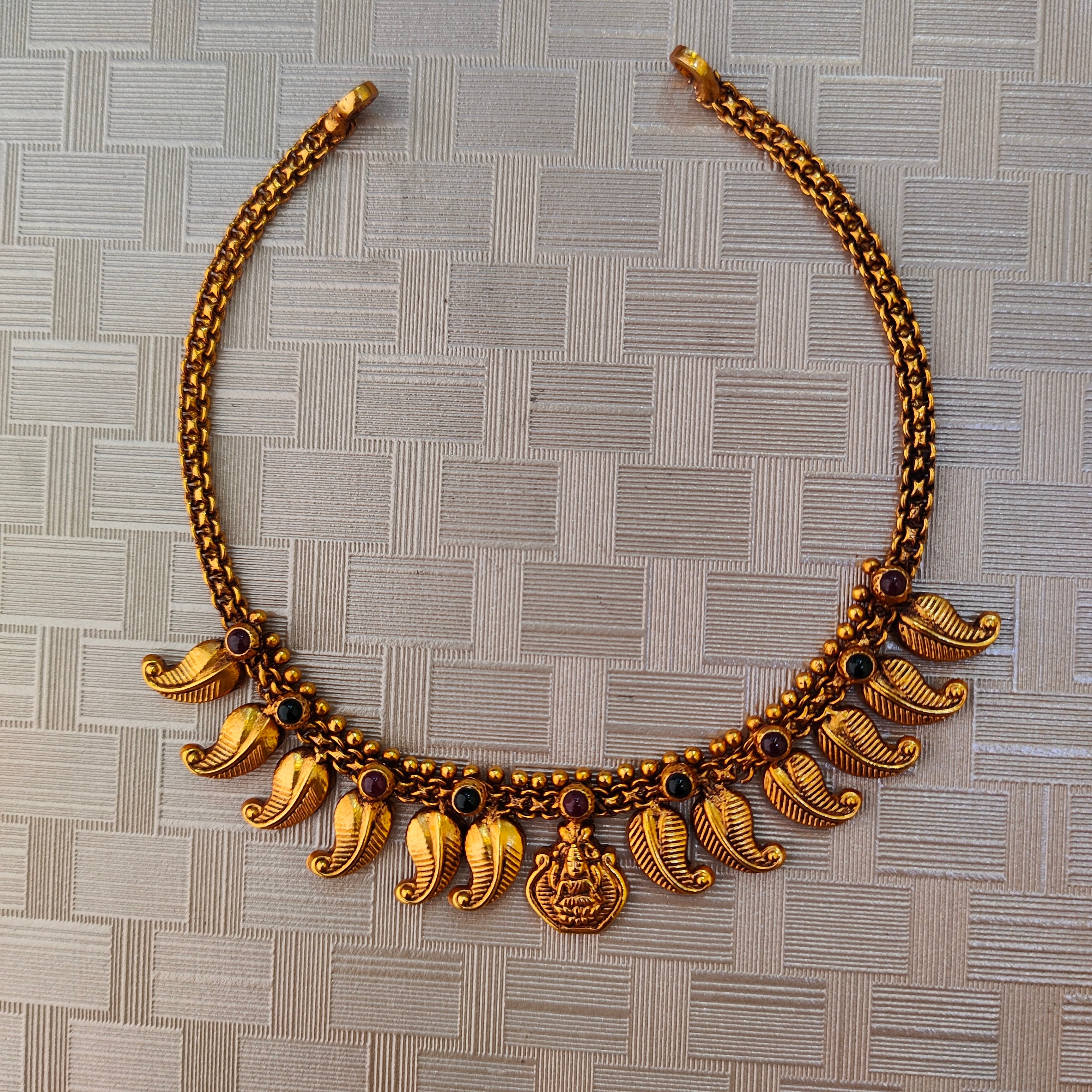 925 Silver Gold Plated Lakshmi Necklace-1299