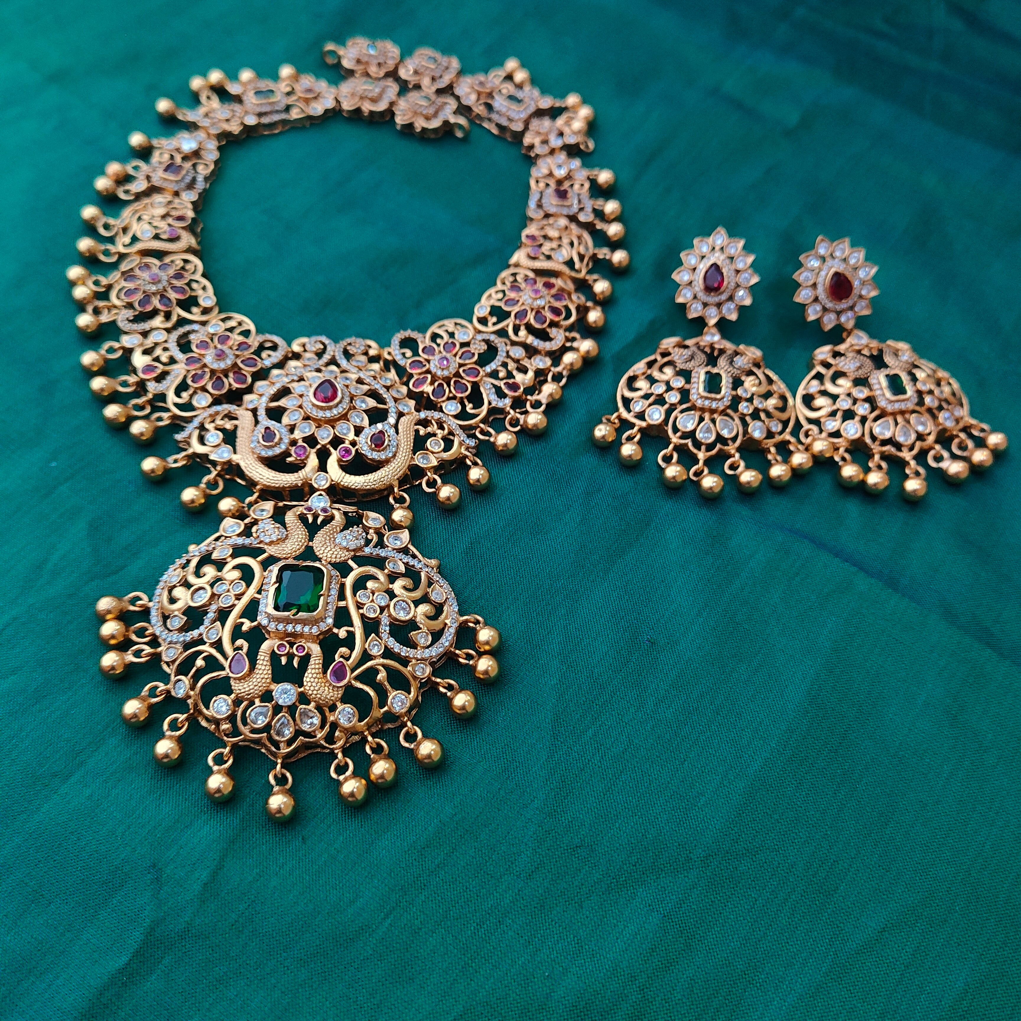 925 Silver Long Necklace with Earring-1347