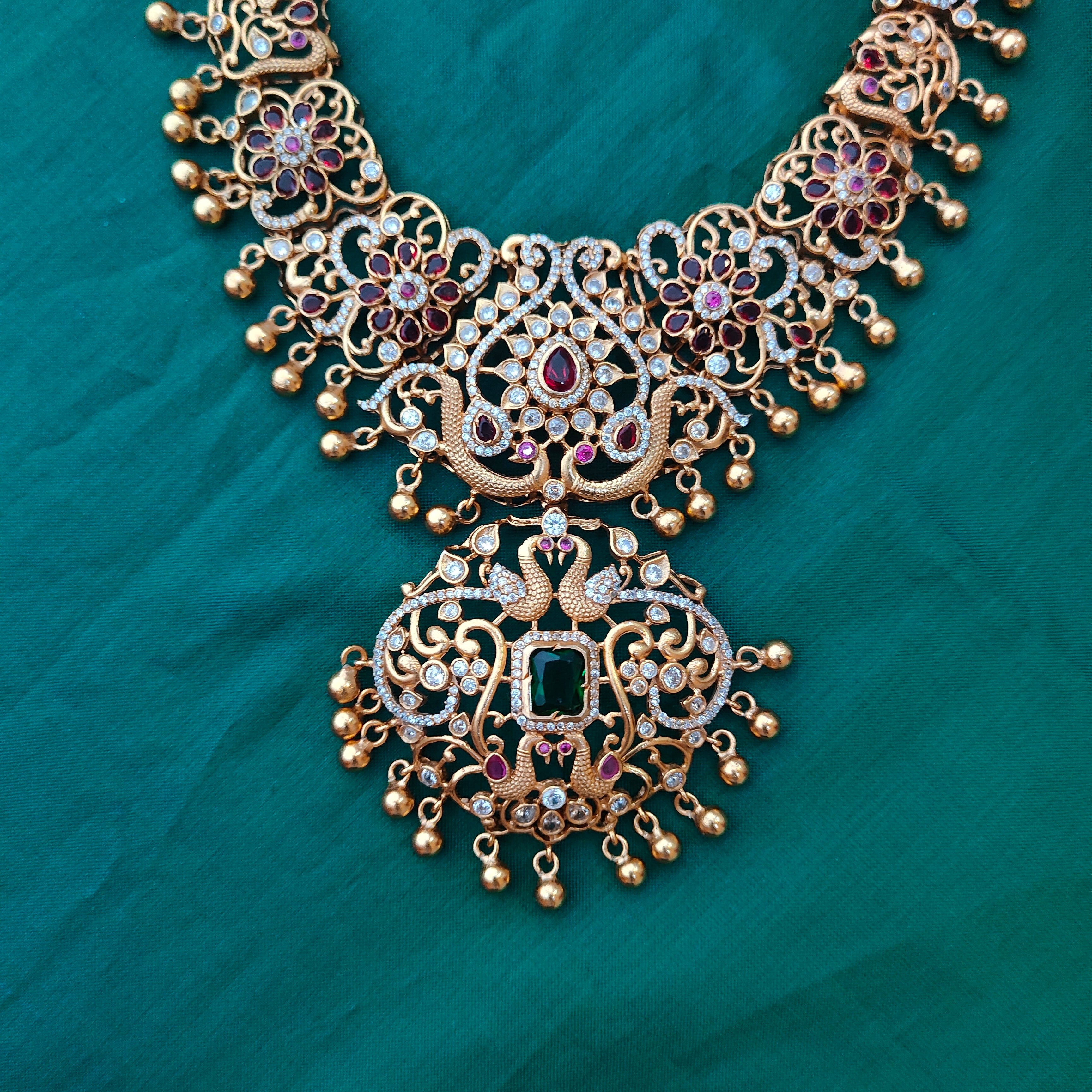 925 Silver Long Necklace with Earring-1347