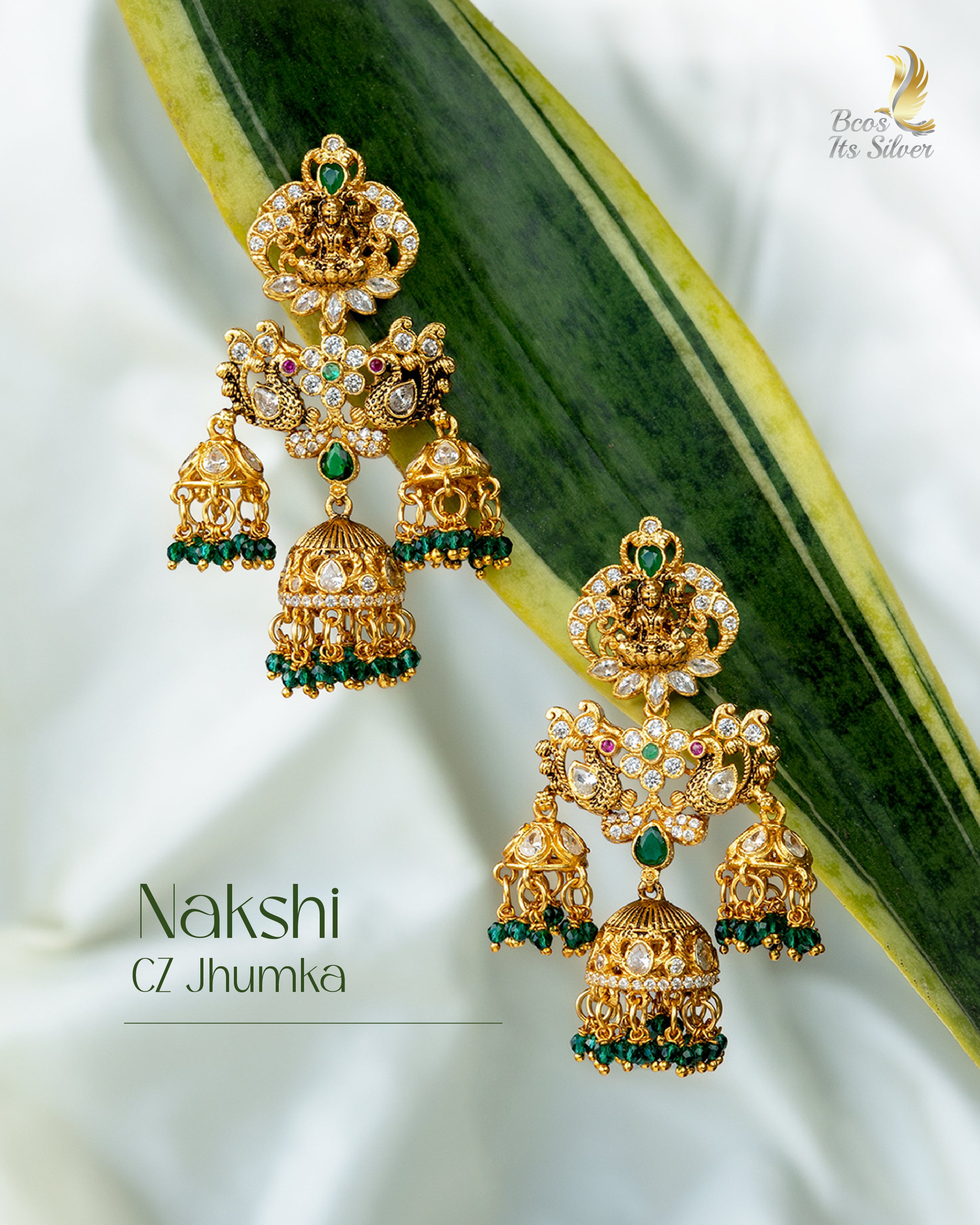 925 Silver Nakshi CZ Jhumka-1047