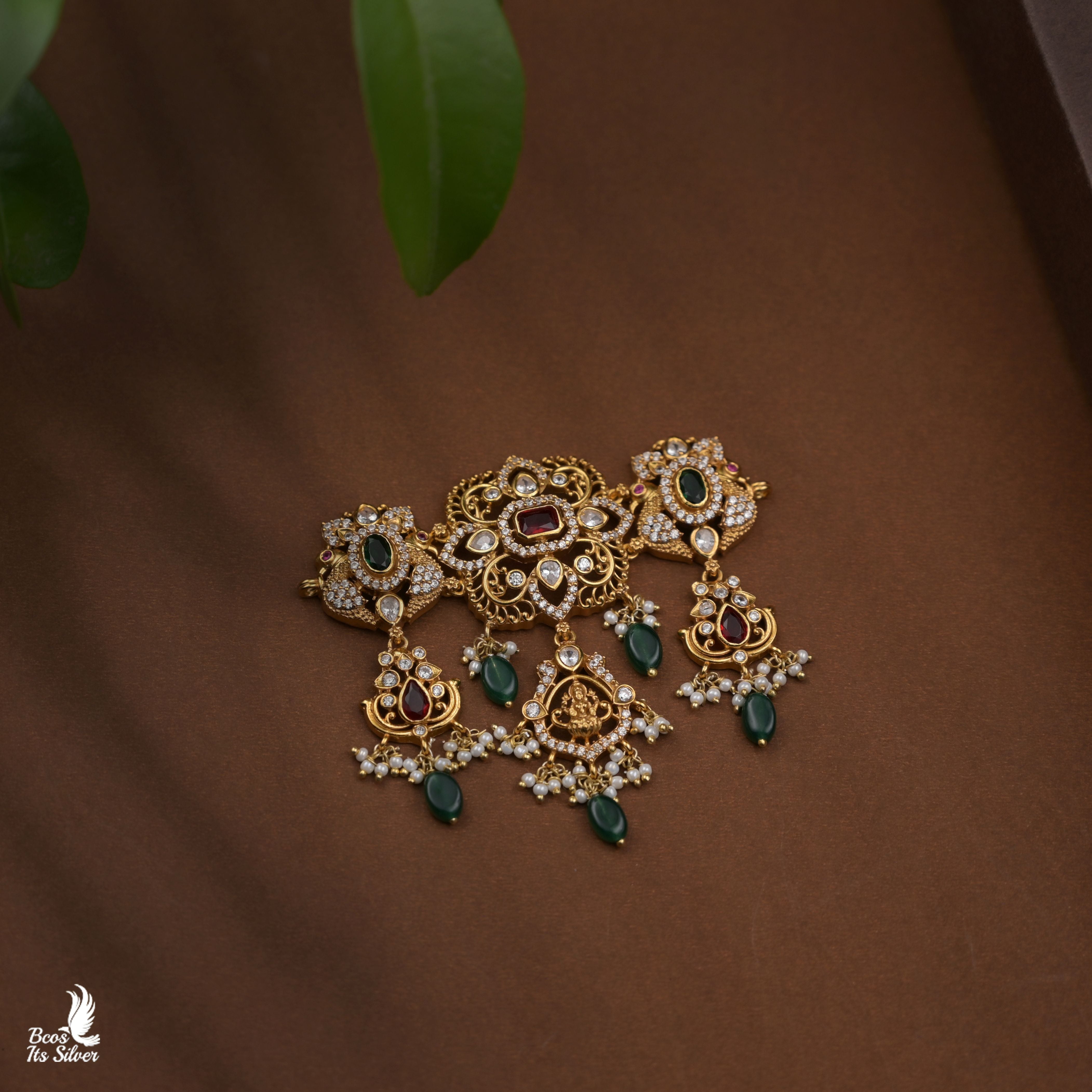 925 Silver Gold Plated Nakshi Choker - 8428