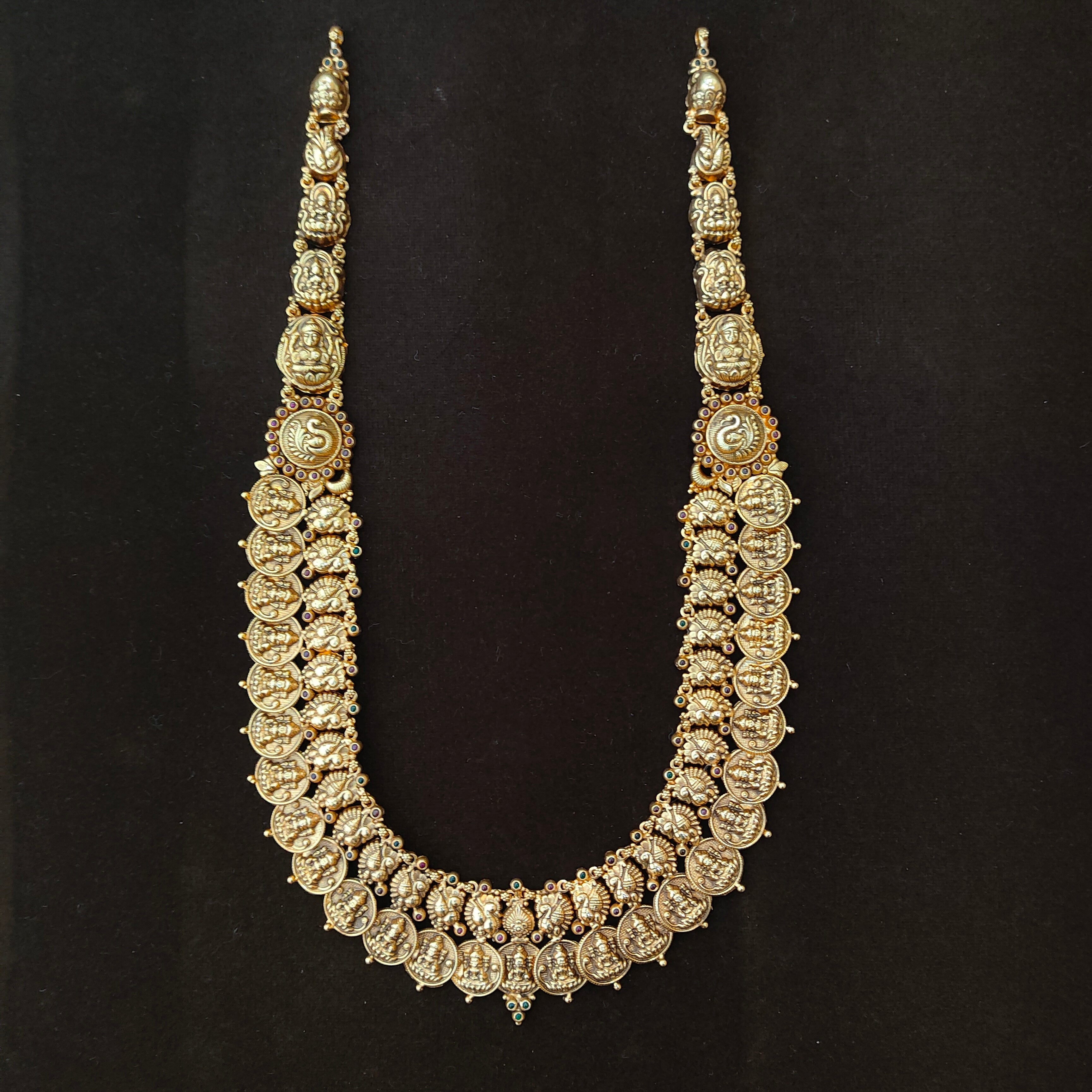 925 Silver Gold Plated Nakshi Coin Haram-1397