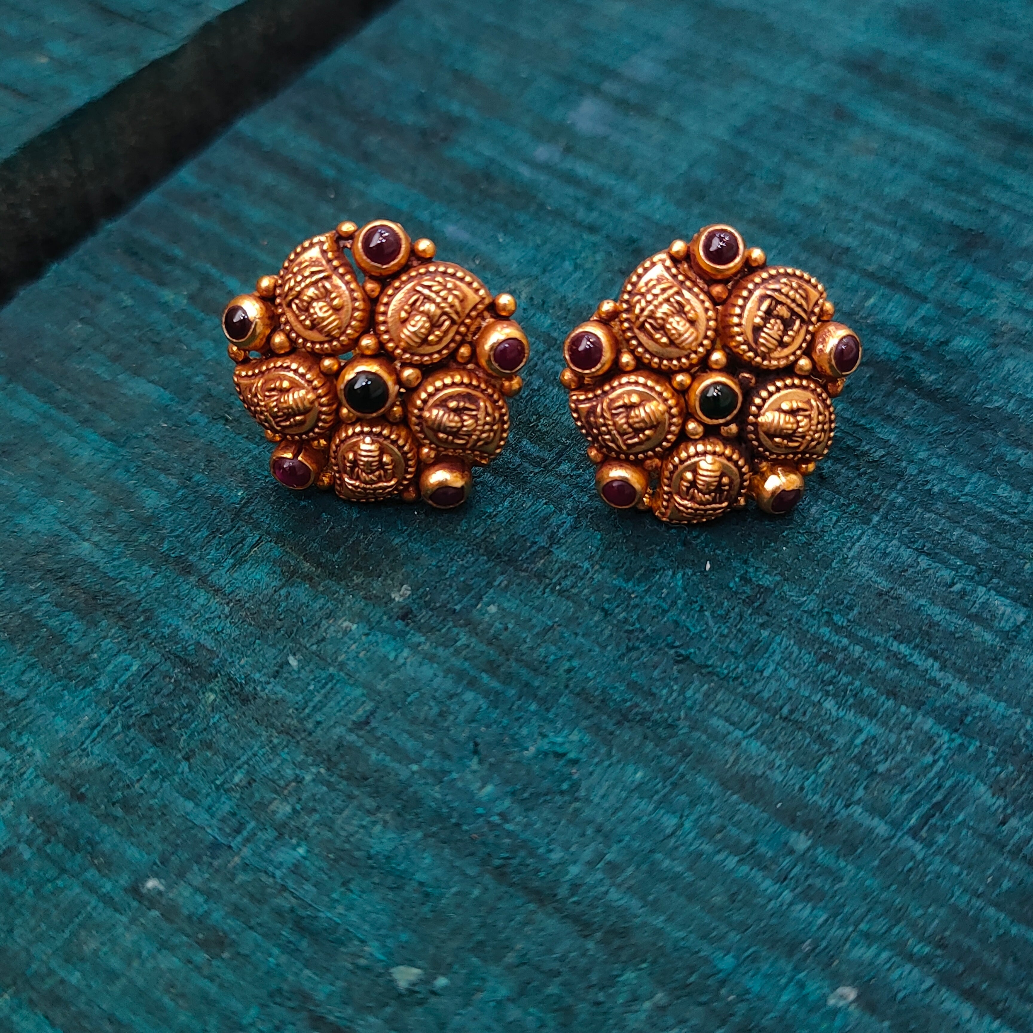 925 Silver Gold Plated Nakshi Earstud -1402