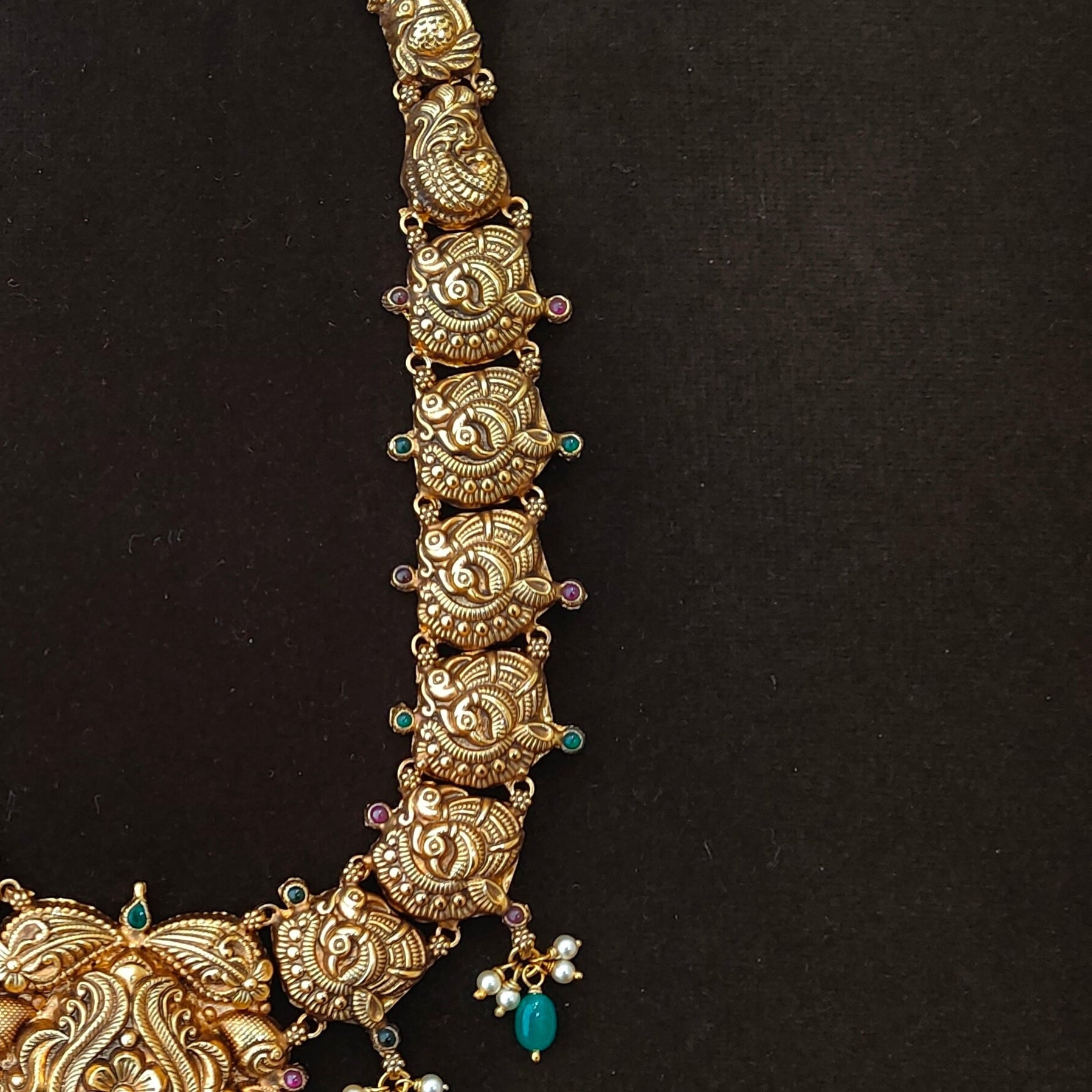 925 Silver Gold Plated Nakshi Haram-1893