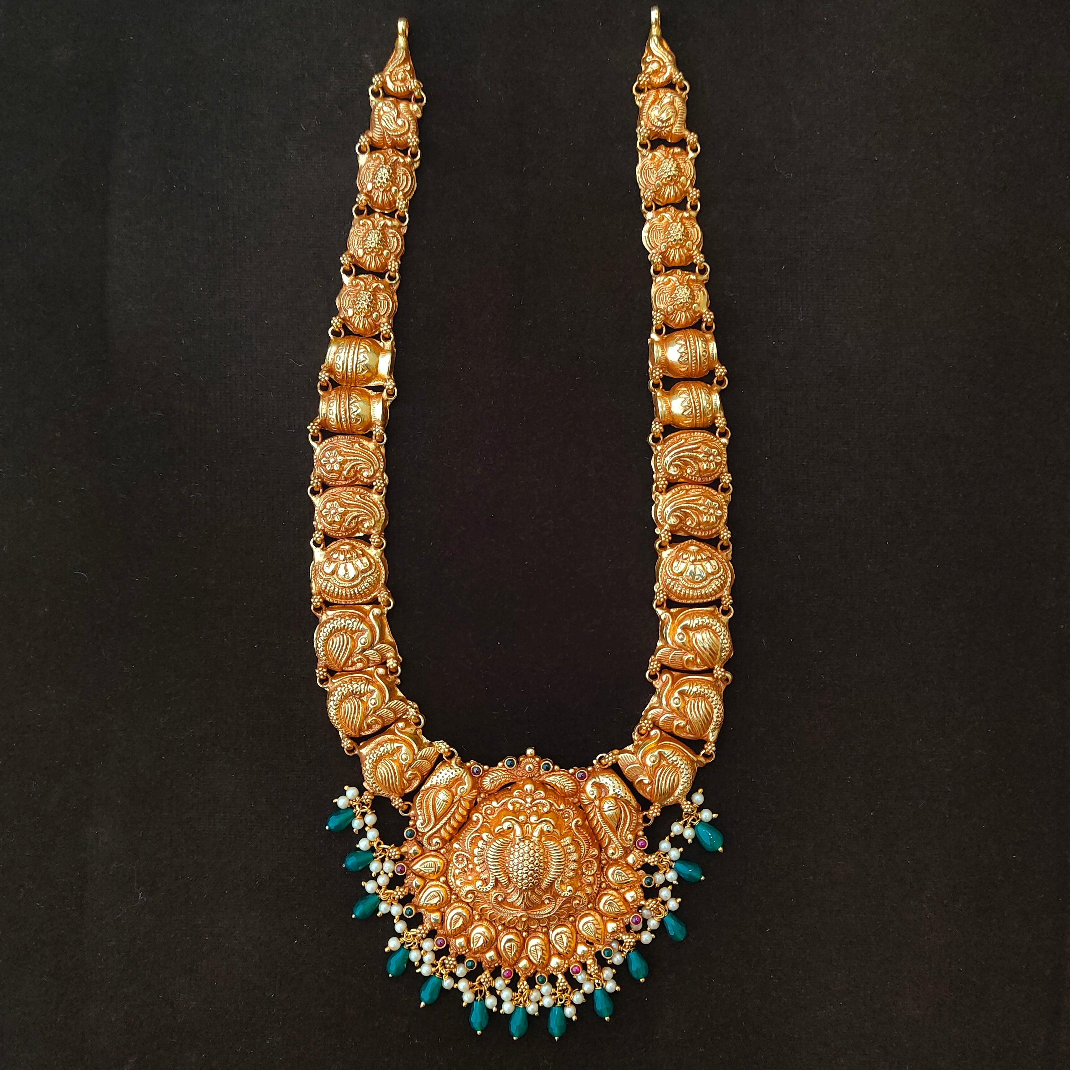 925 Silver Gold Plated Nakshi Haram-1892