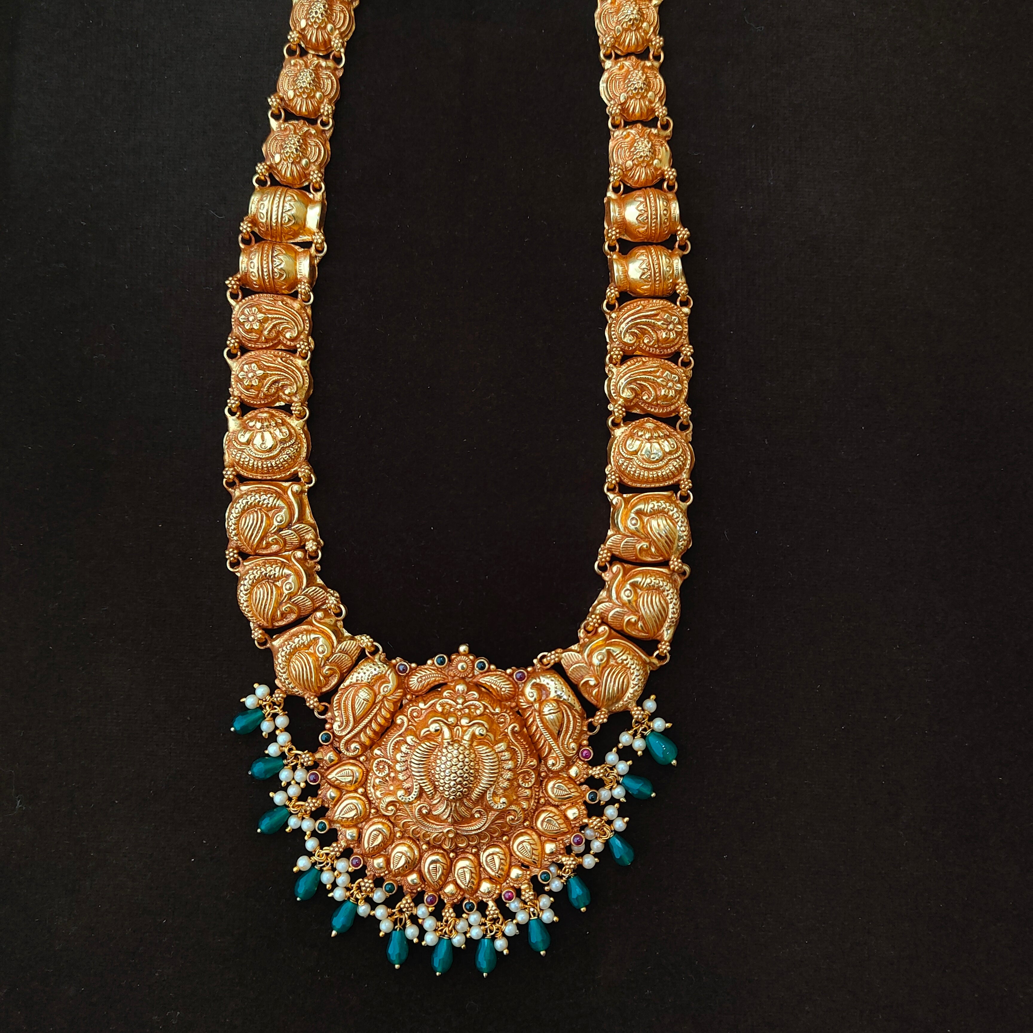 925 Silver Gold Plated Nakshi Haram-1892