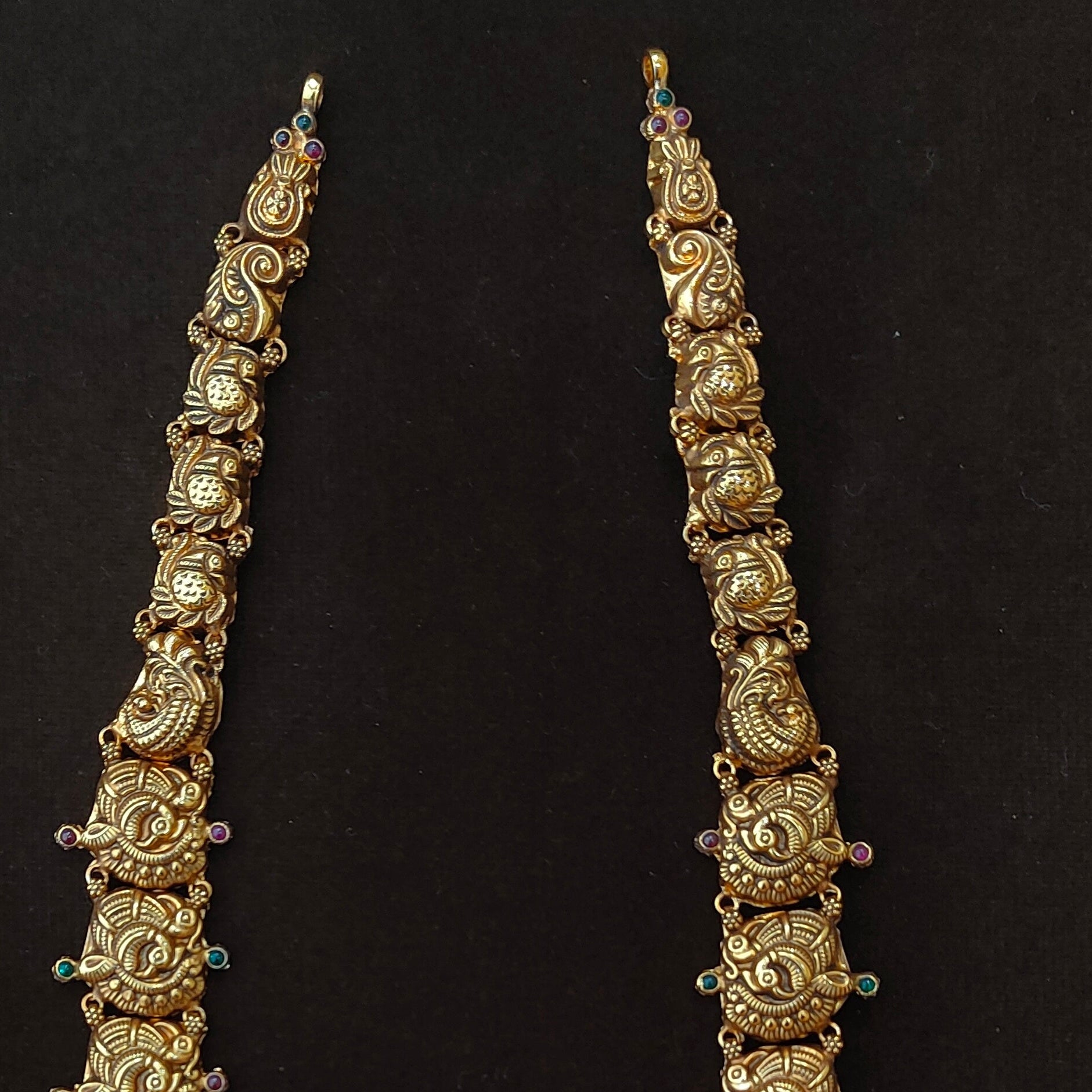 925 Silver Gold Plated Nakshi Haram-1893