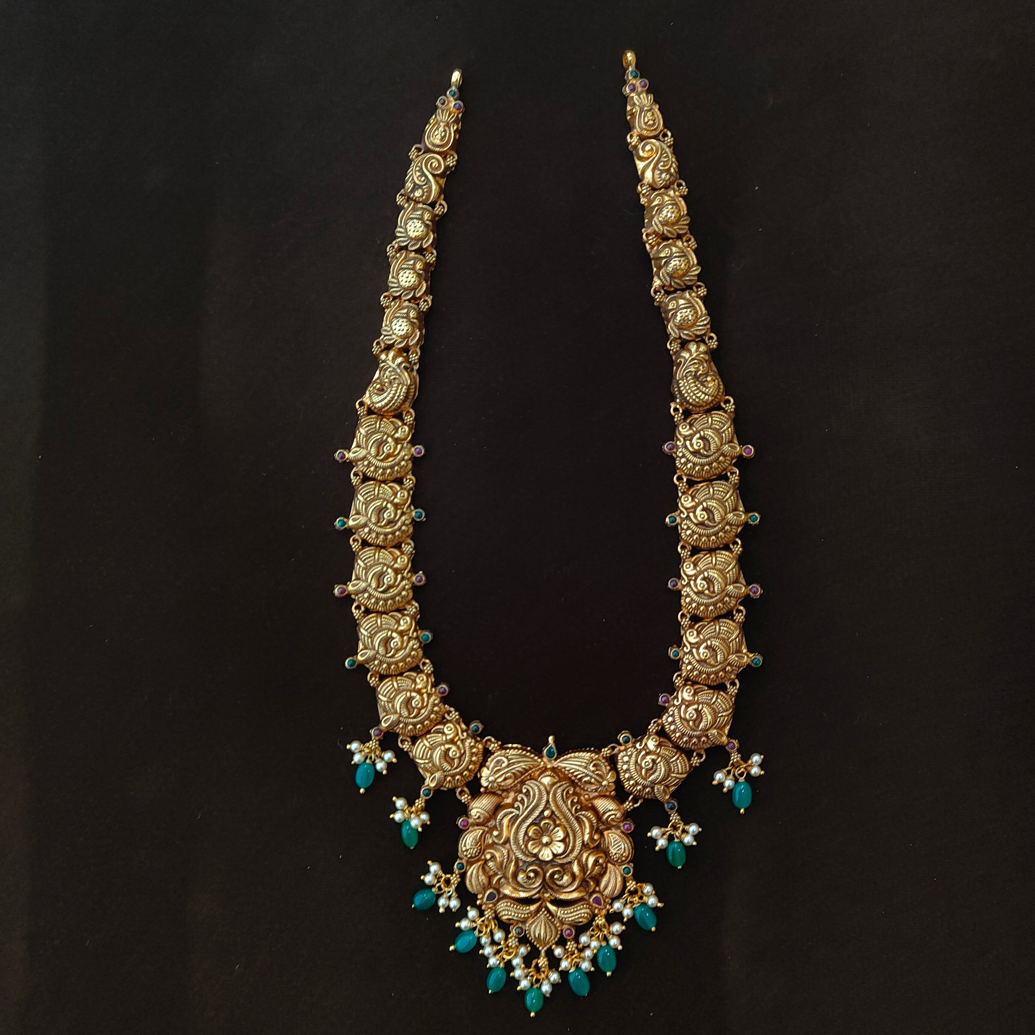 925 Silver Gold Plated Nakshi Haram-1893