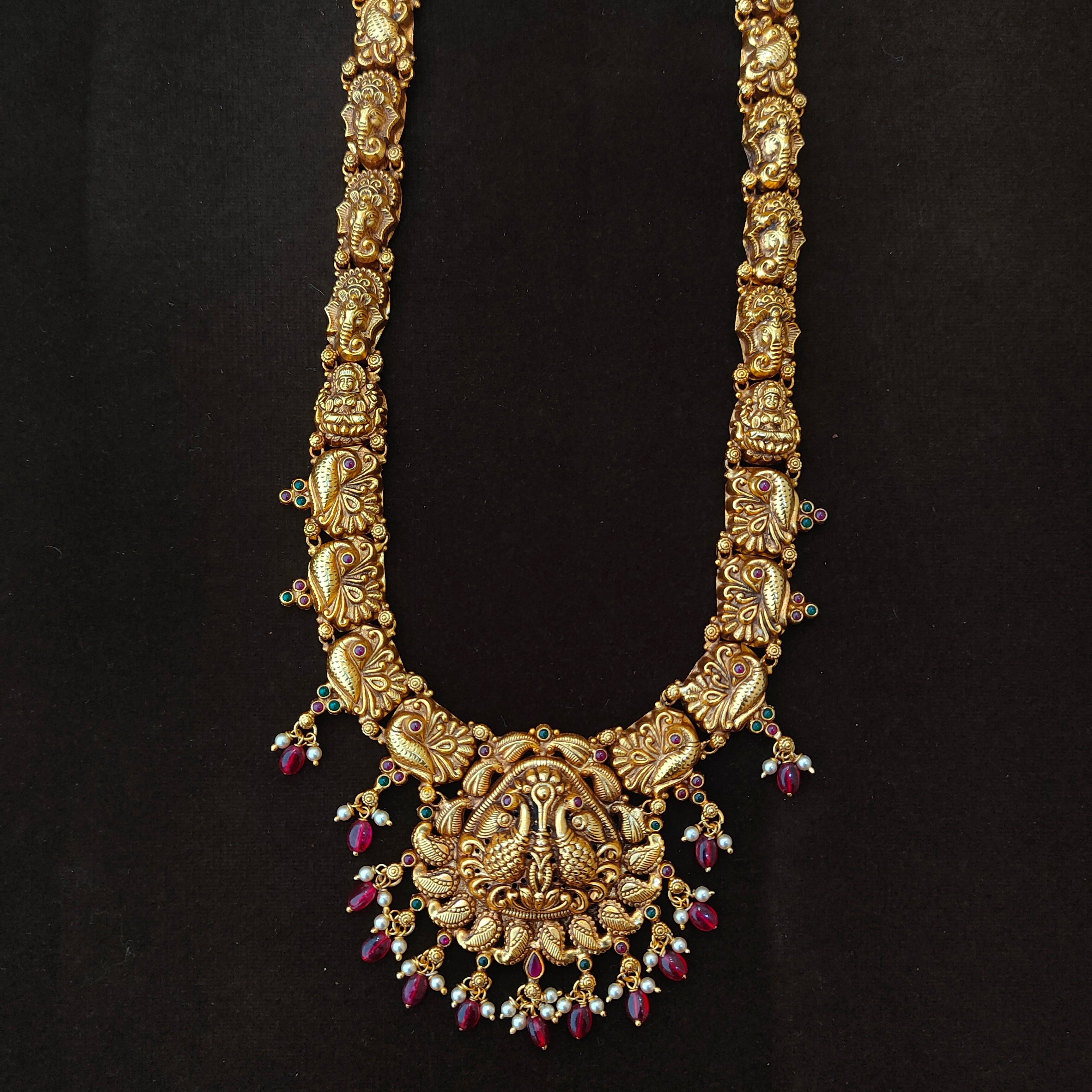 925 Silver Gold Plated Nakshi Haram-1894