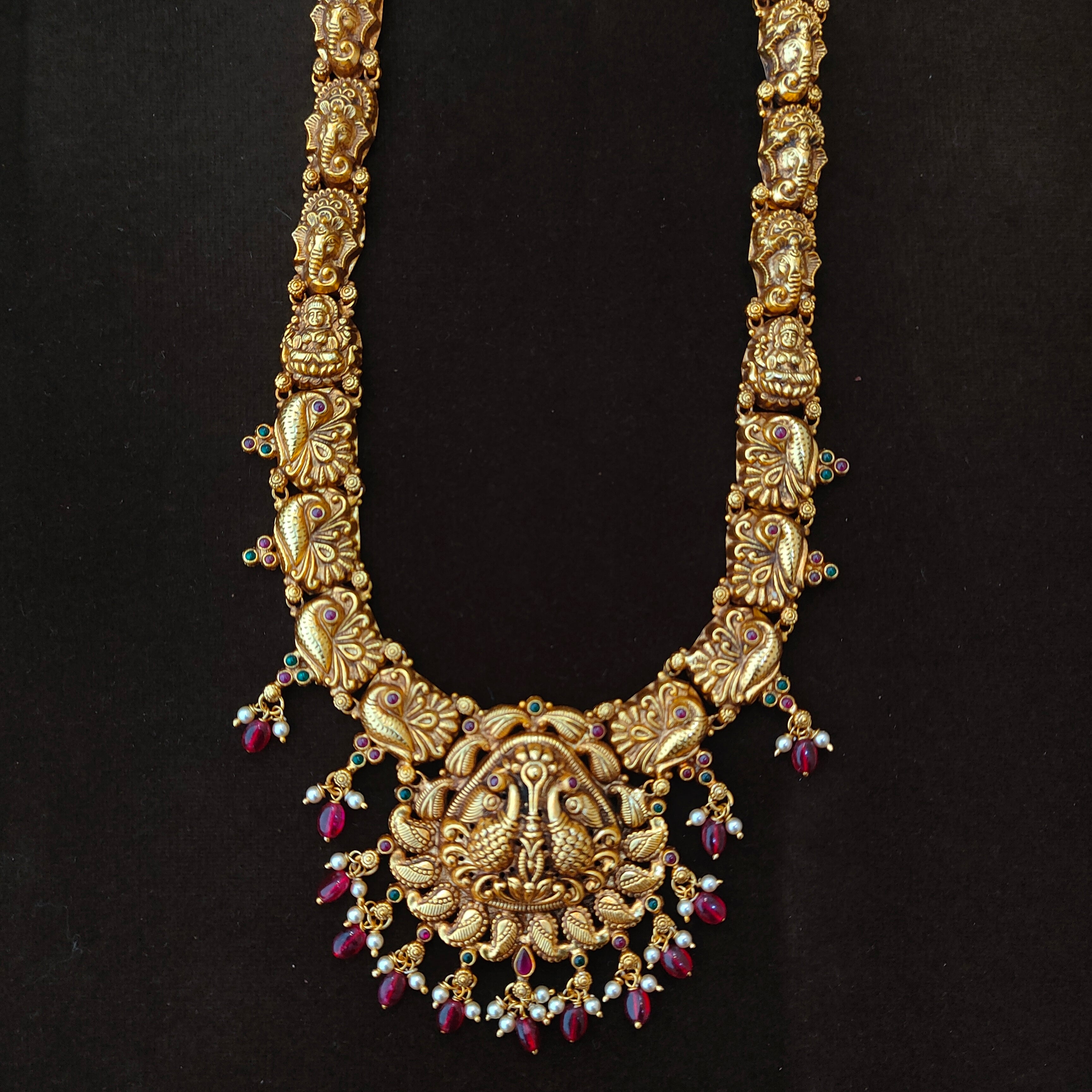 925 Silver Gold Plated Nakshi Haram-1894