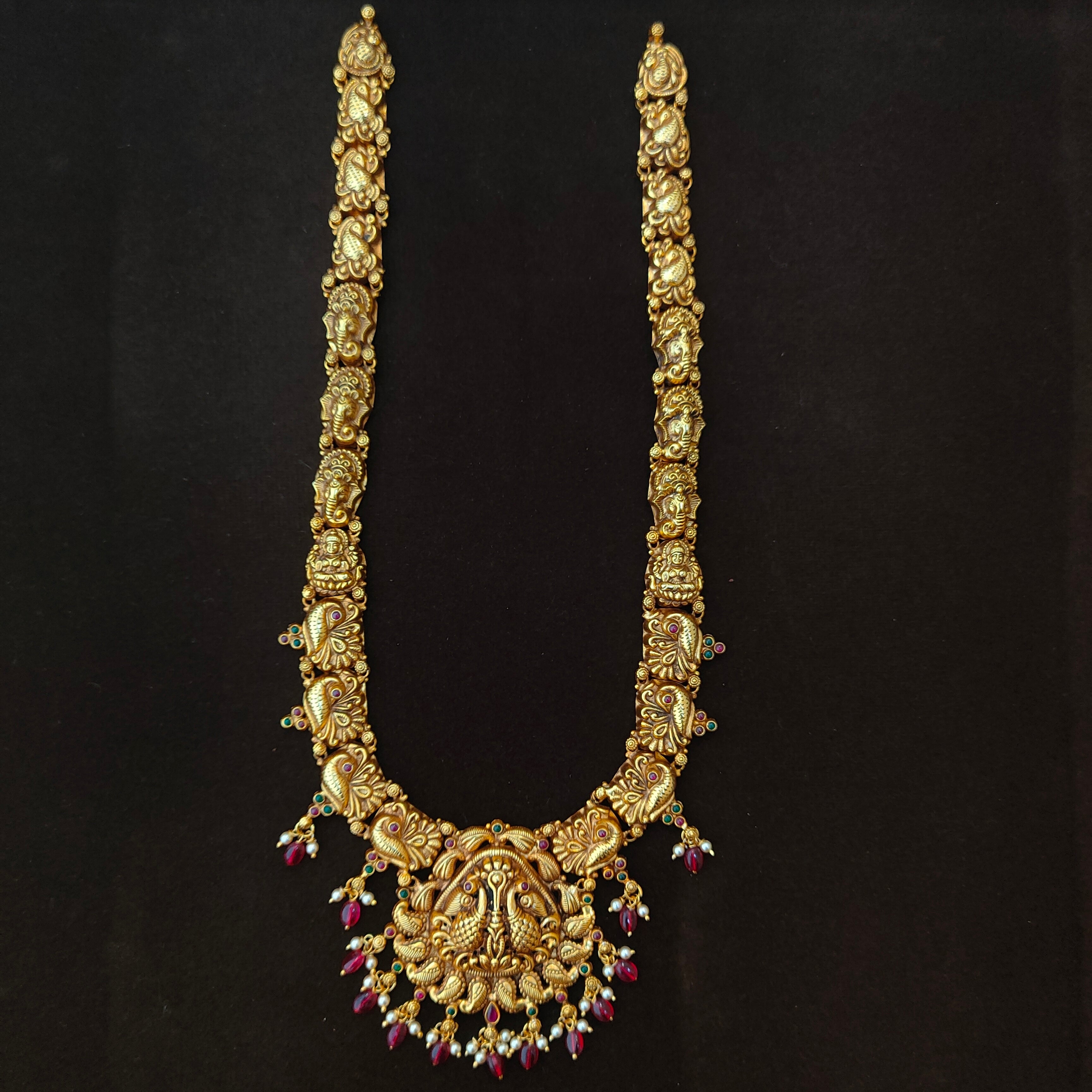 925 Silver Gold Plated Nakshi Haram-1894