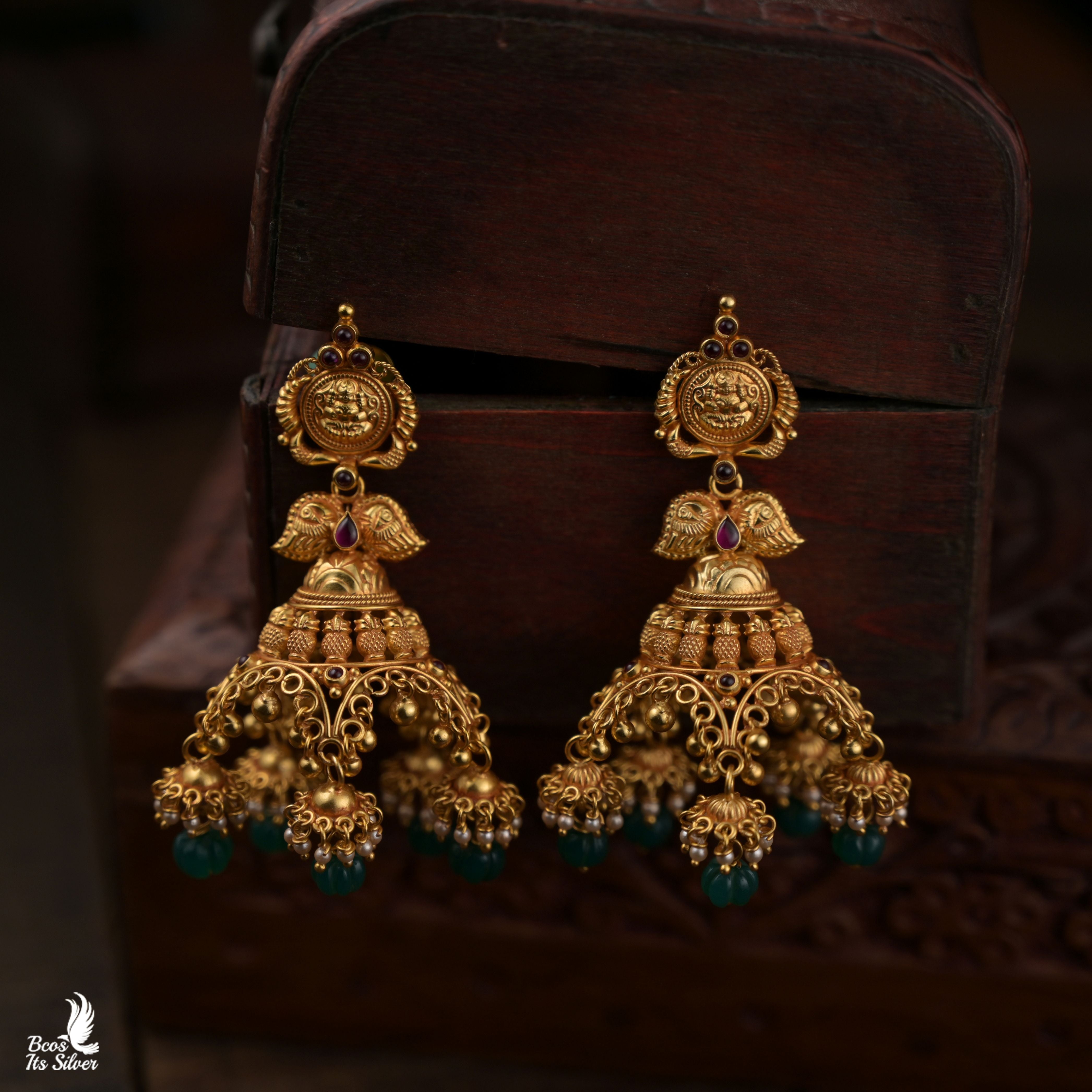 925 Silver Nakshi Jhumka -8670