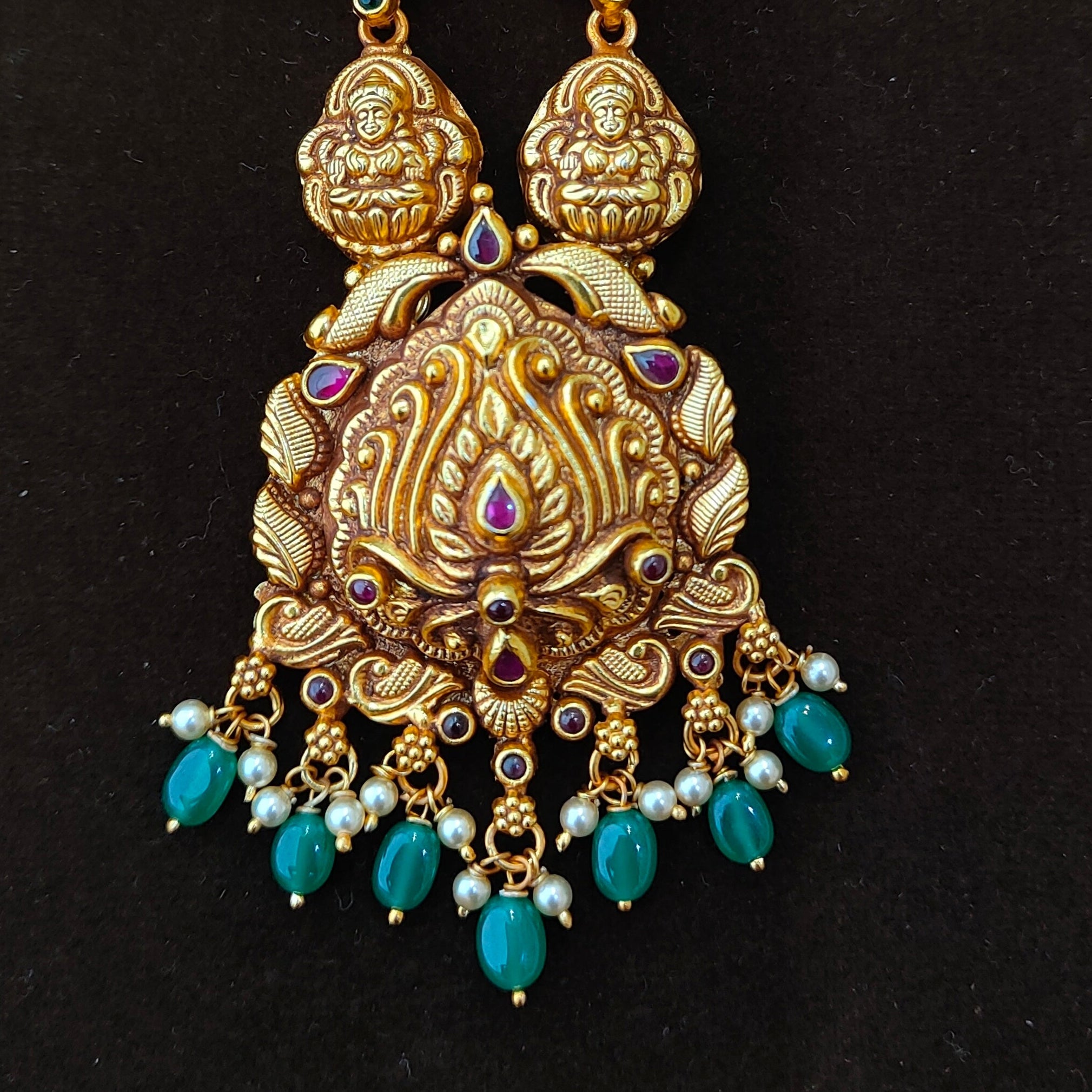 925 Silver Gold Plated Nakshi Neckpiece - 1399