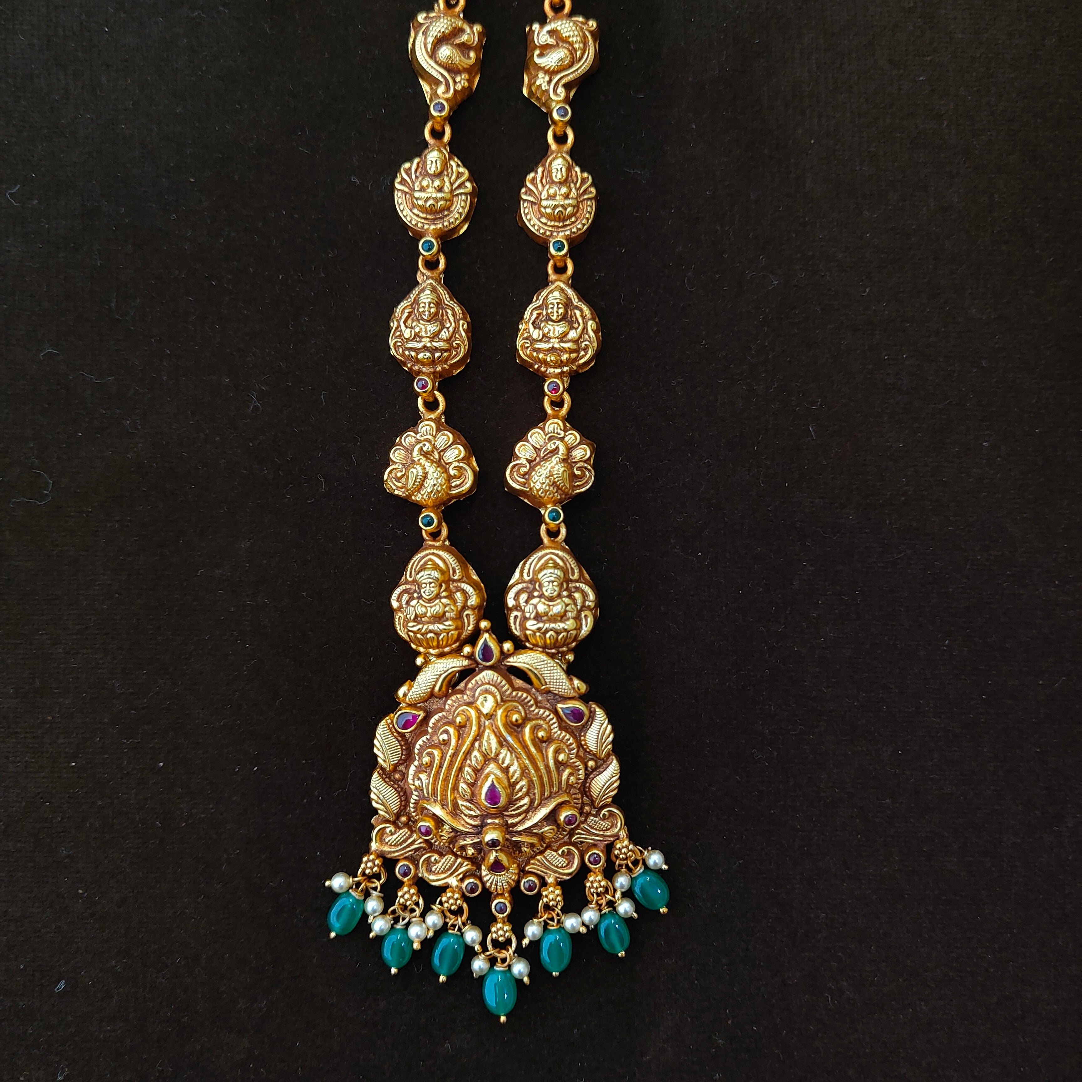 925 Silver Gold Plated Nakshi Neckpiece - 1399