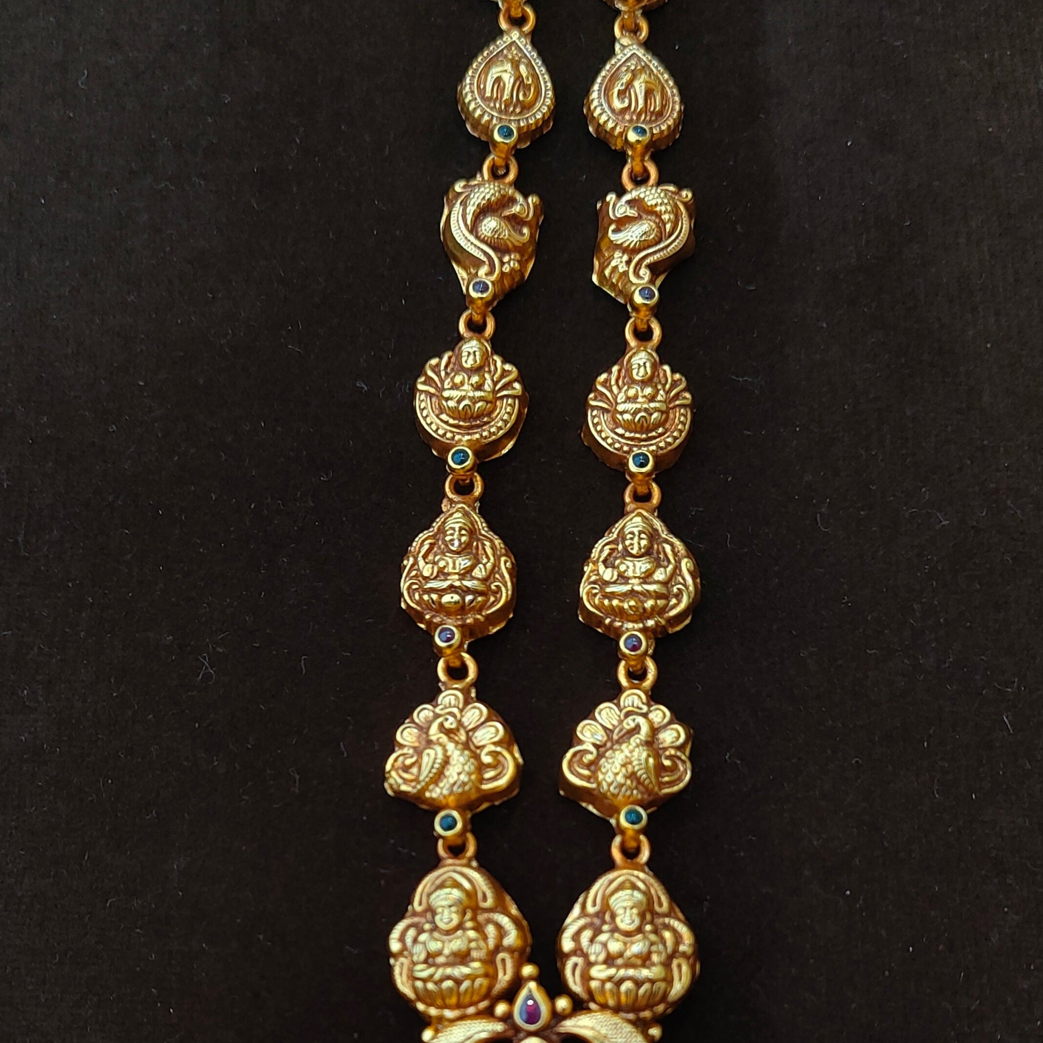 925 Silver Gold Plated Nakshi Neckpiece - 1399