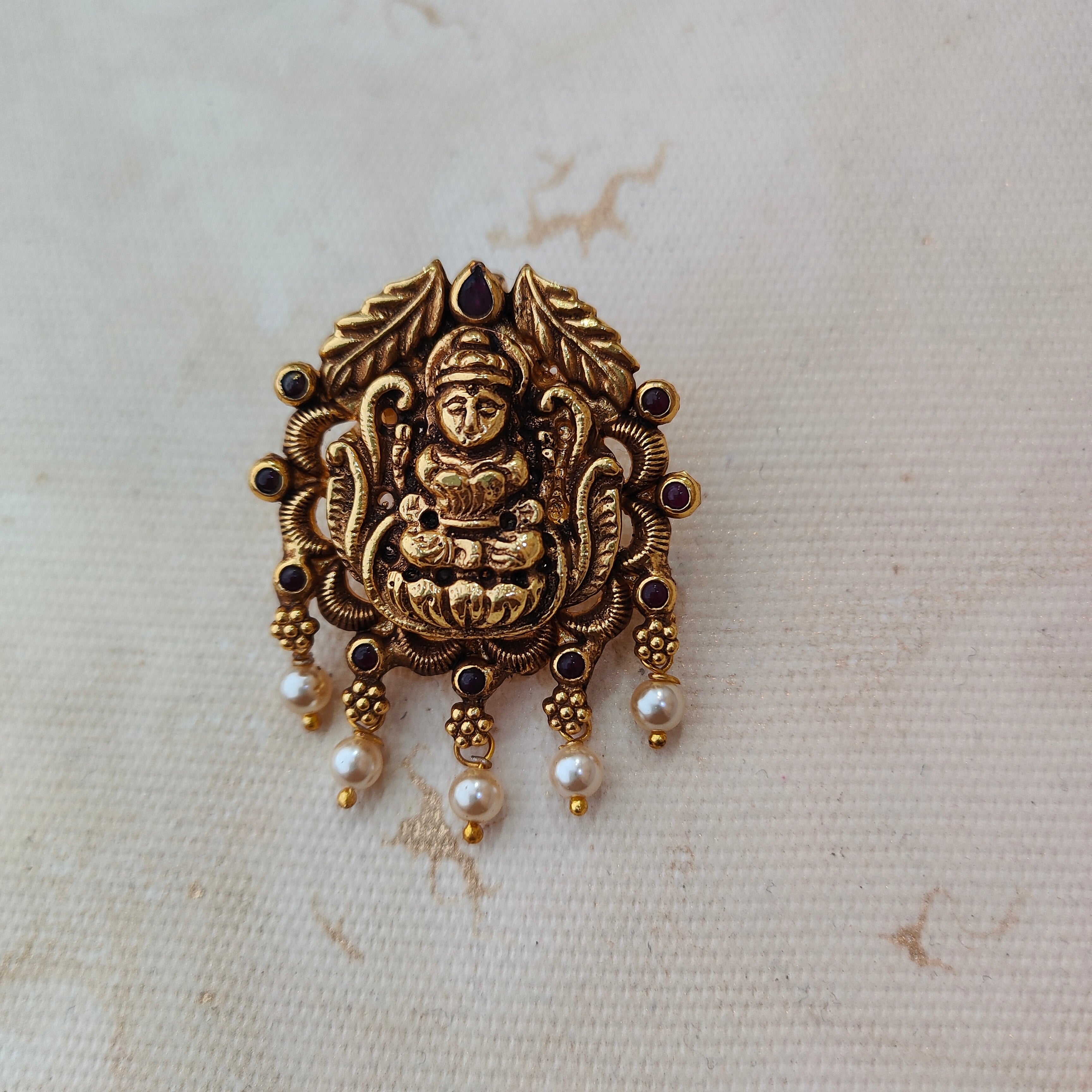 925 Silver Gold plated Nakshi Pendant-1358