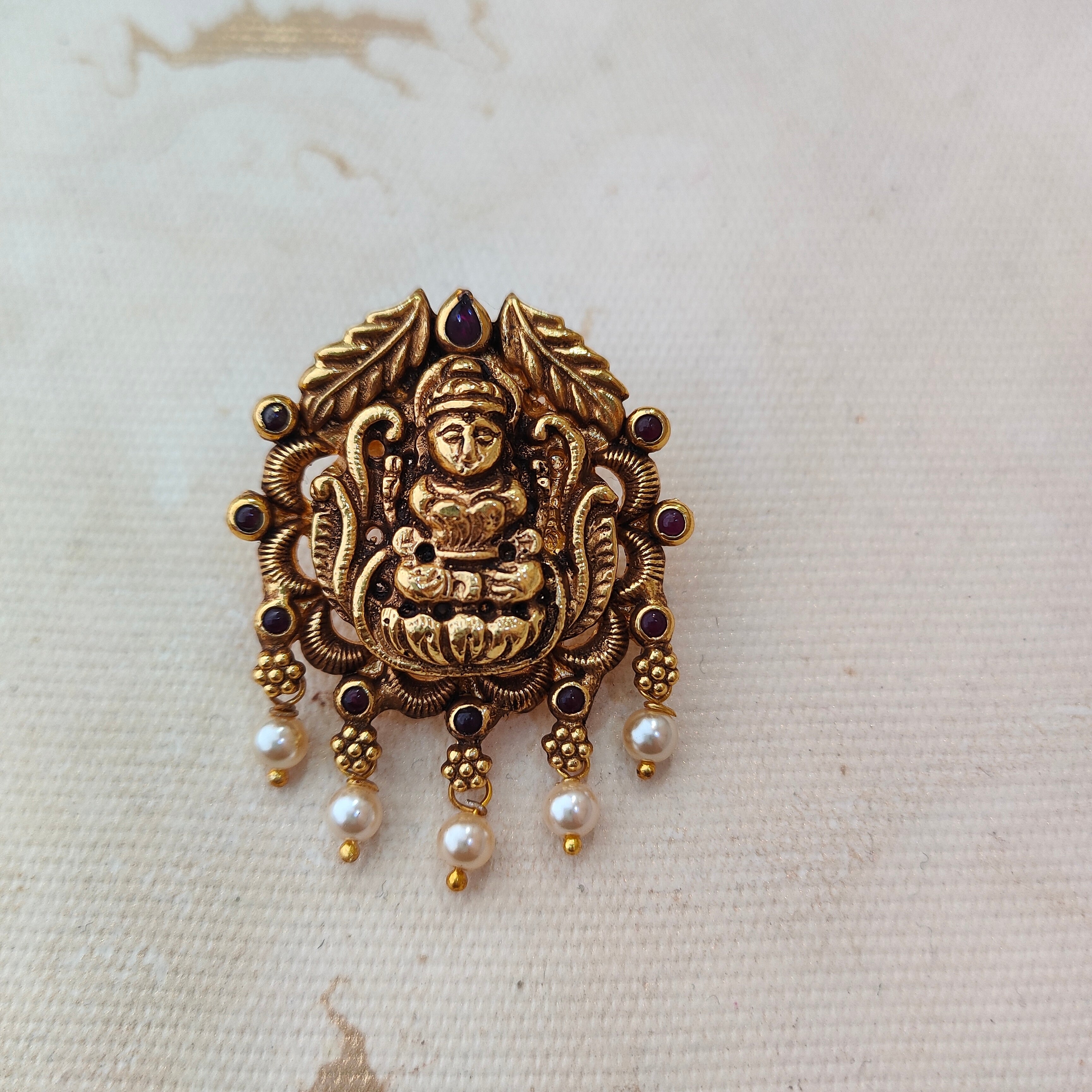 925 Silver Gold plated Nakshi Pendant-1358