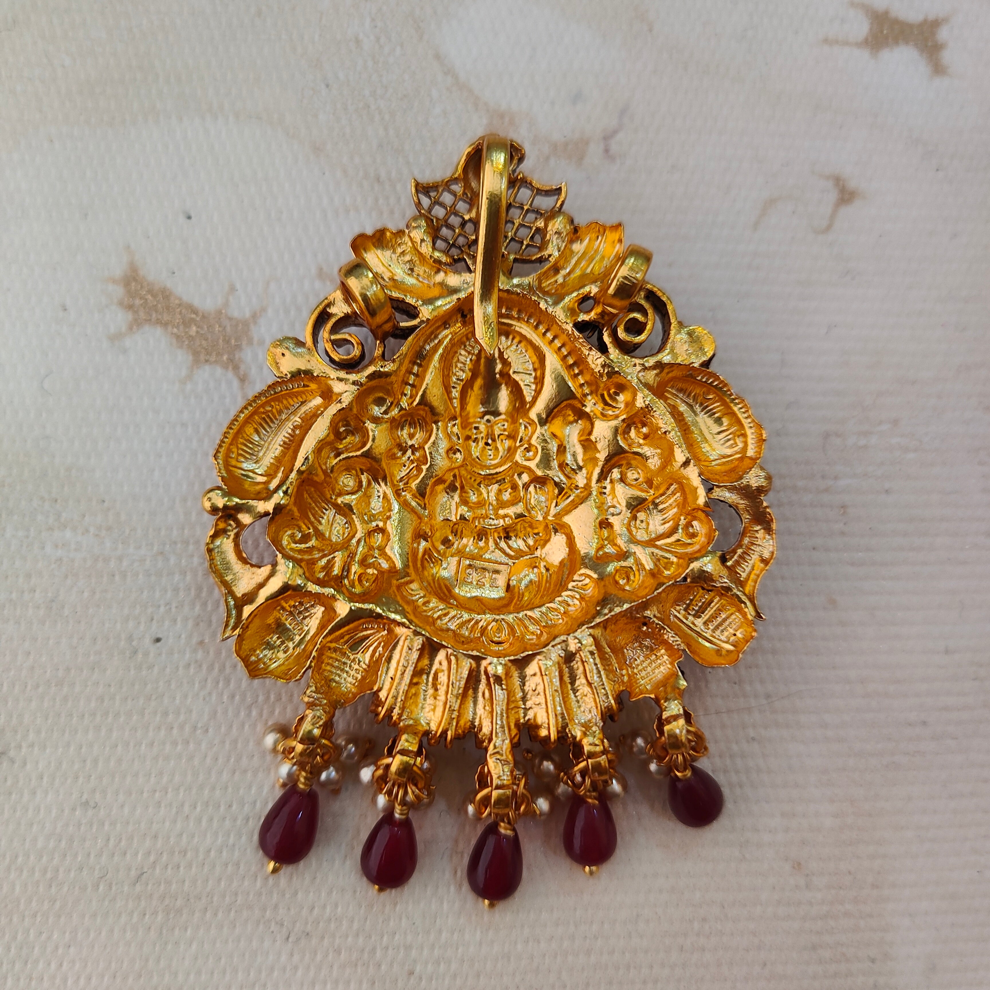 925 Silver Gold plated Nakshi Pendant-1217