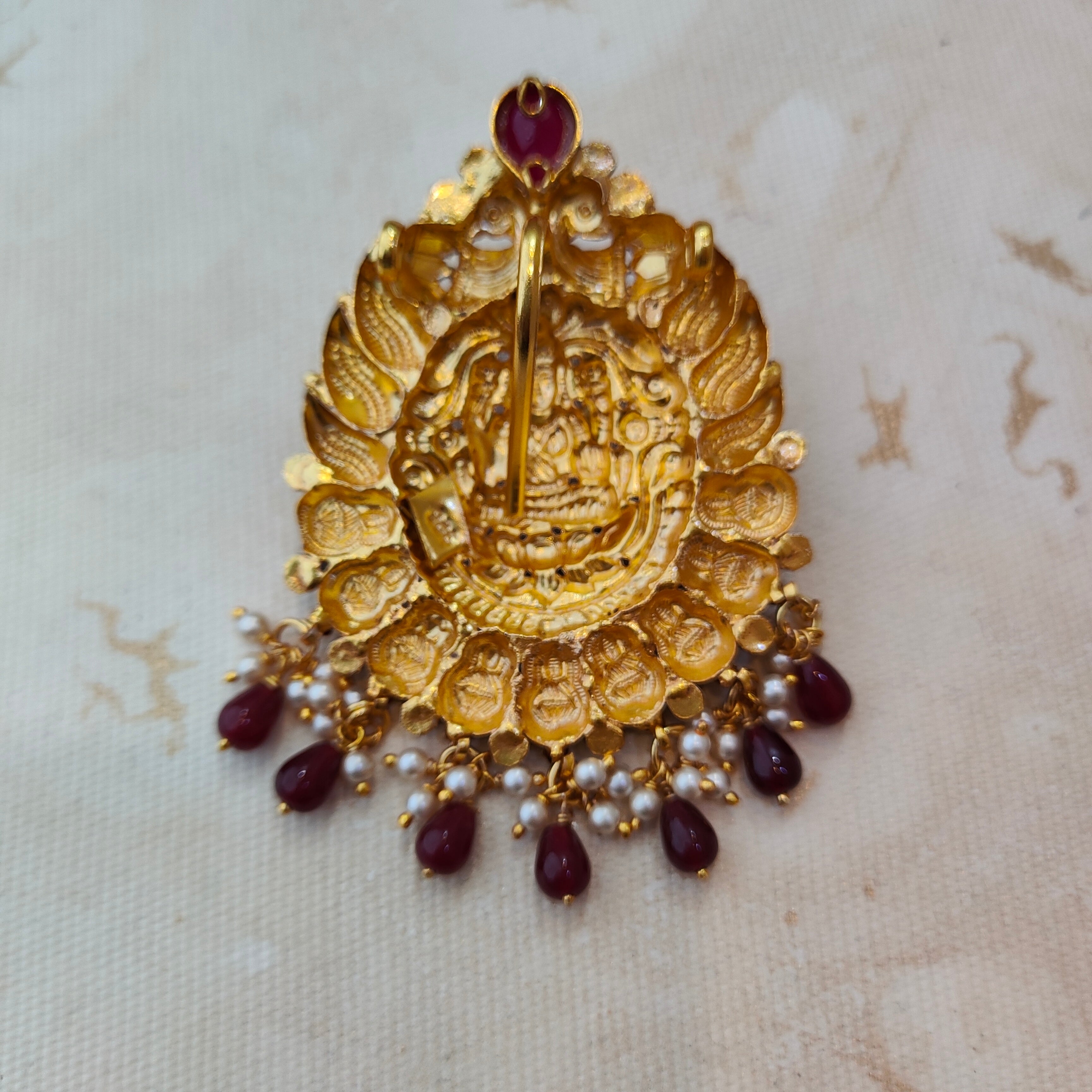 925 Silver Gold plated Nakshi Pendant-1346