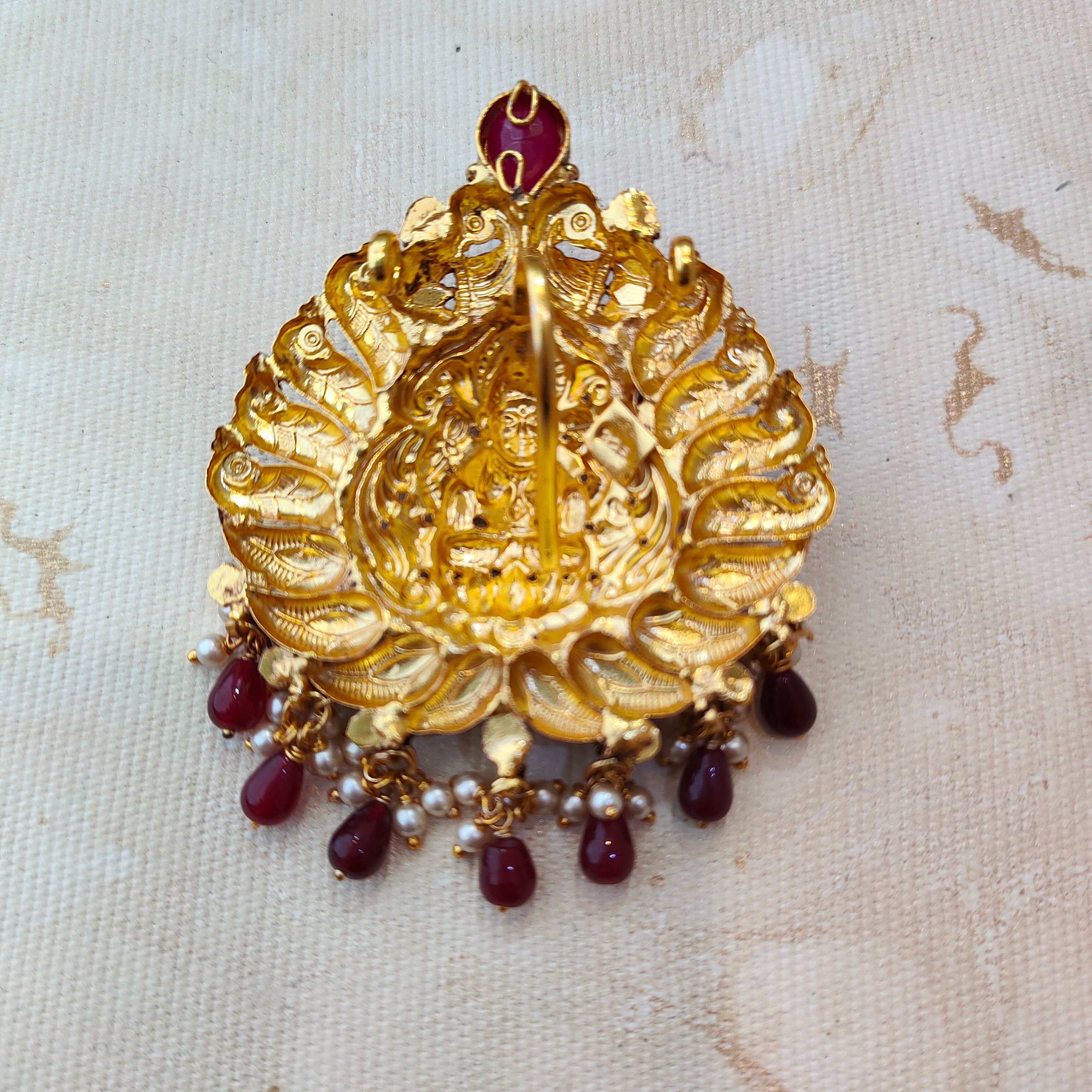 925 Silver Gold plated Nakshi Pendant-1348