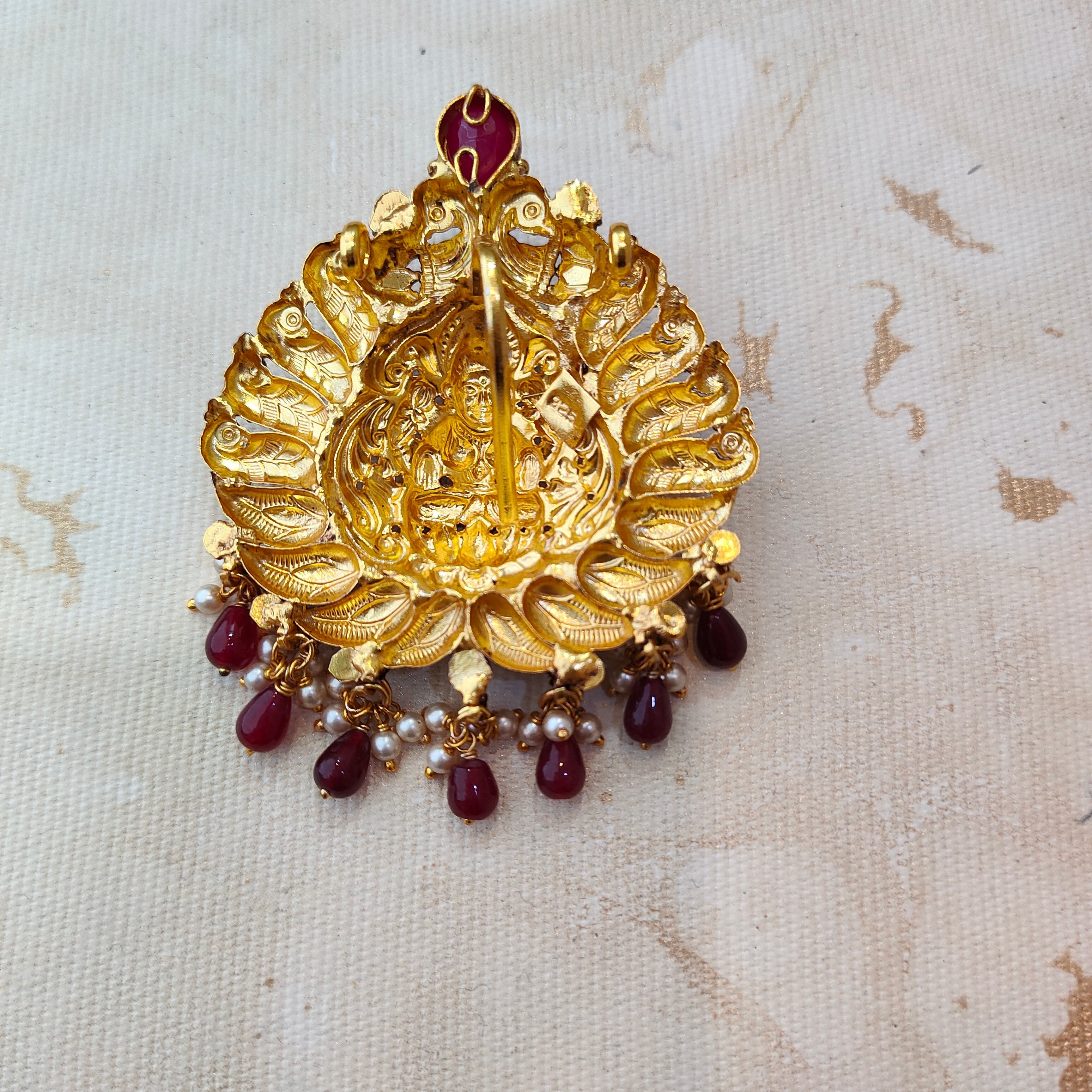 925 Silver Gold plated Nakshi Pendant-1348