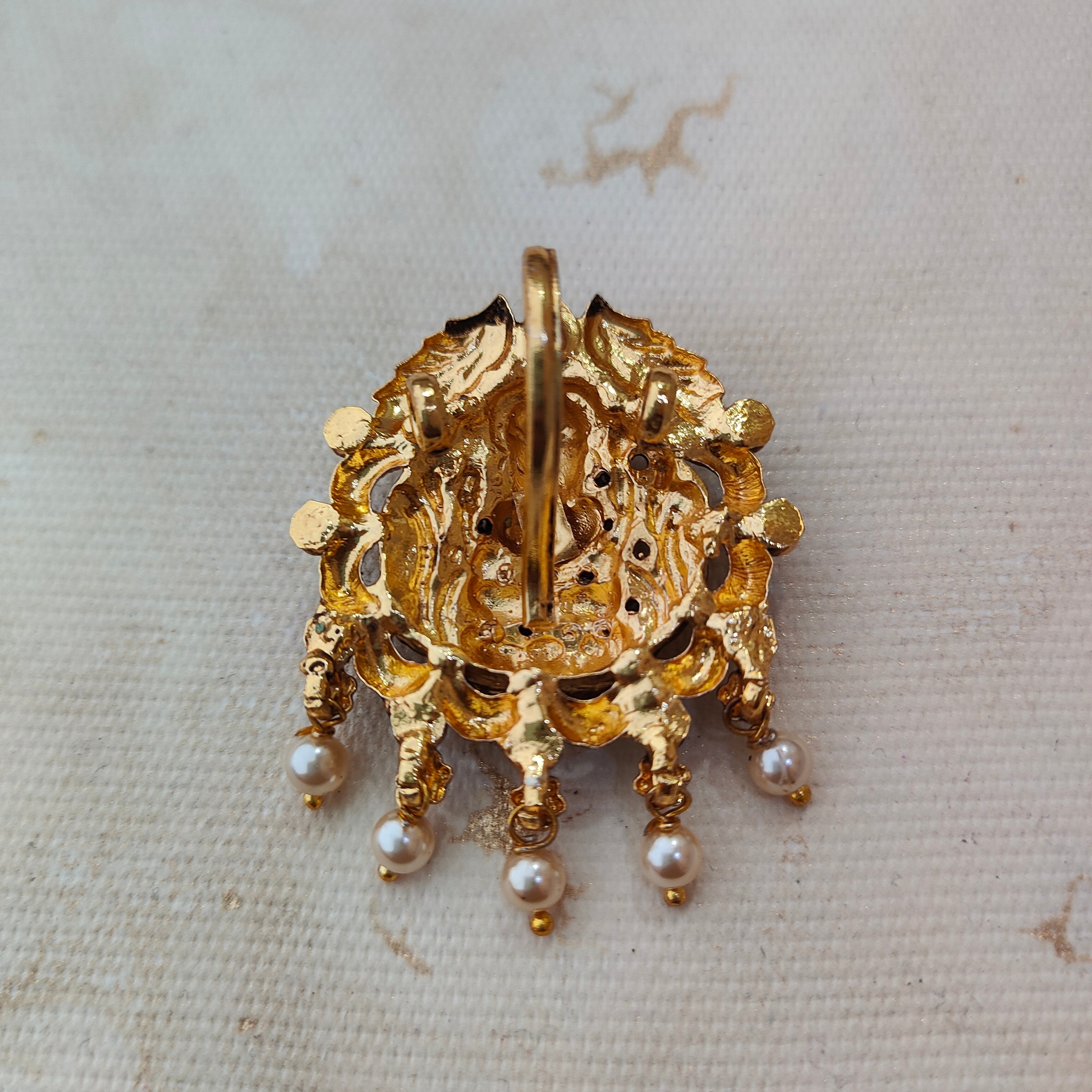 925 Silver Gold plated Nakshi Pendant-1358