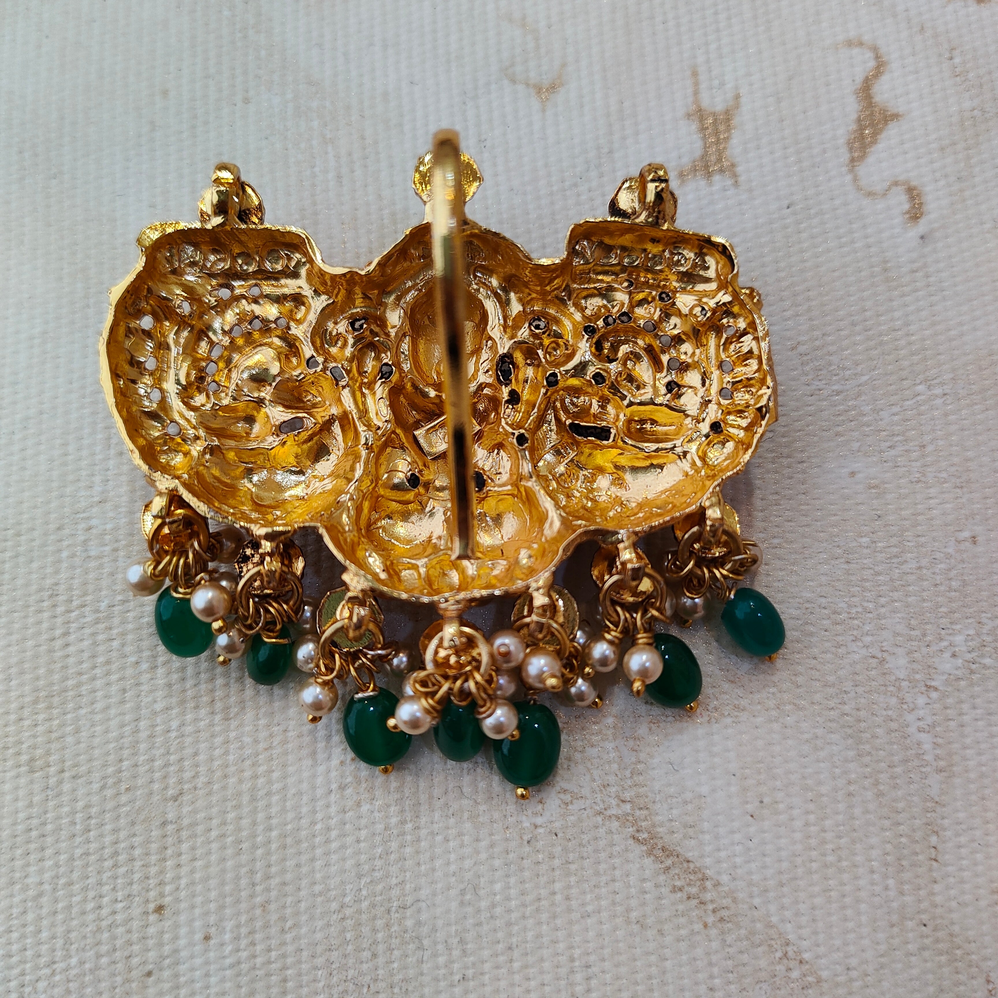 925 Silver Gold plated Nakshi Pendant- 1357