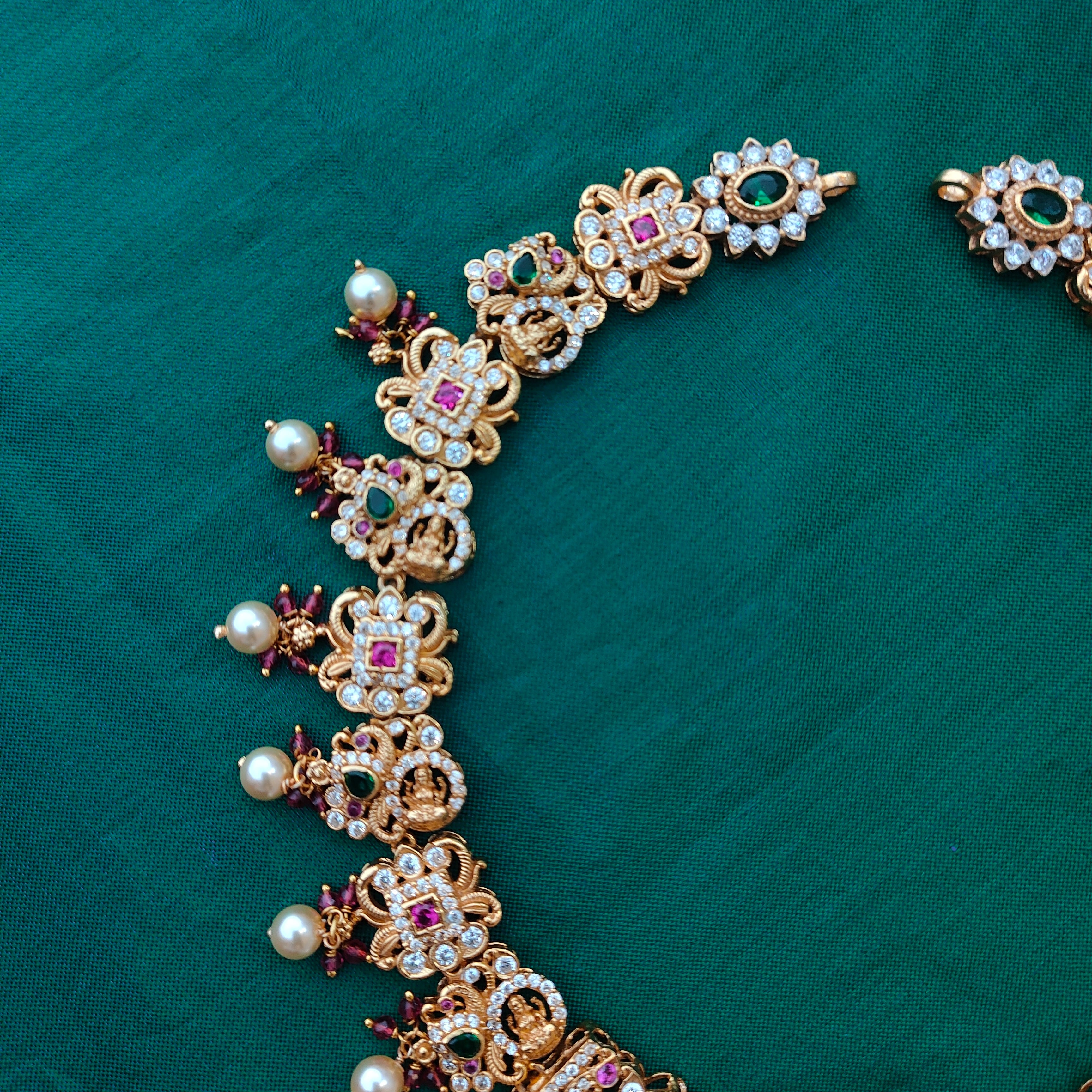 925 Silver Long Necklace with Earring-1348