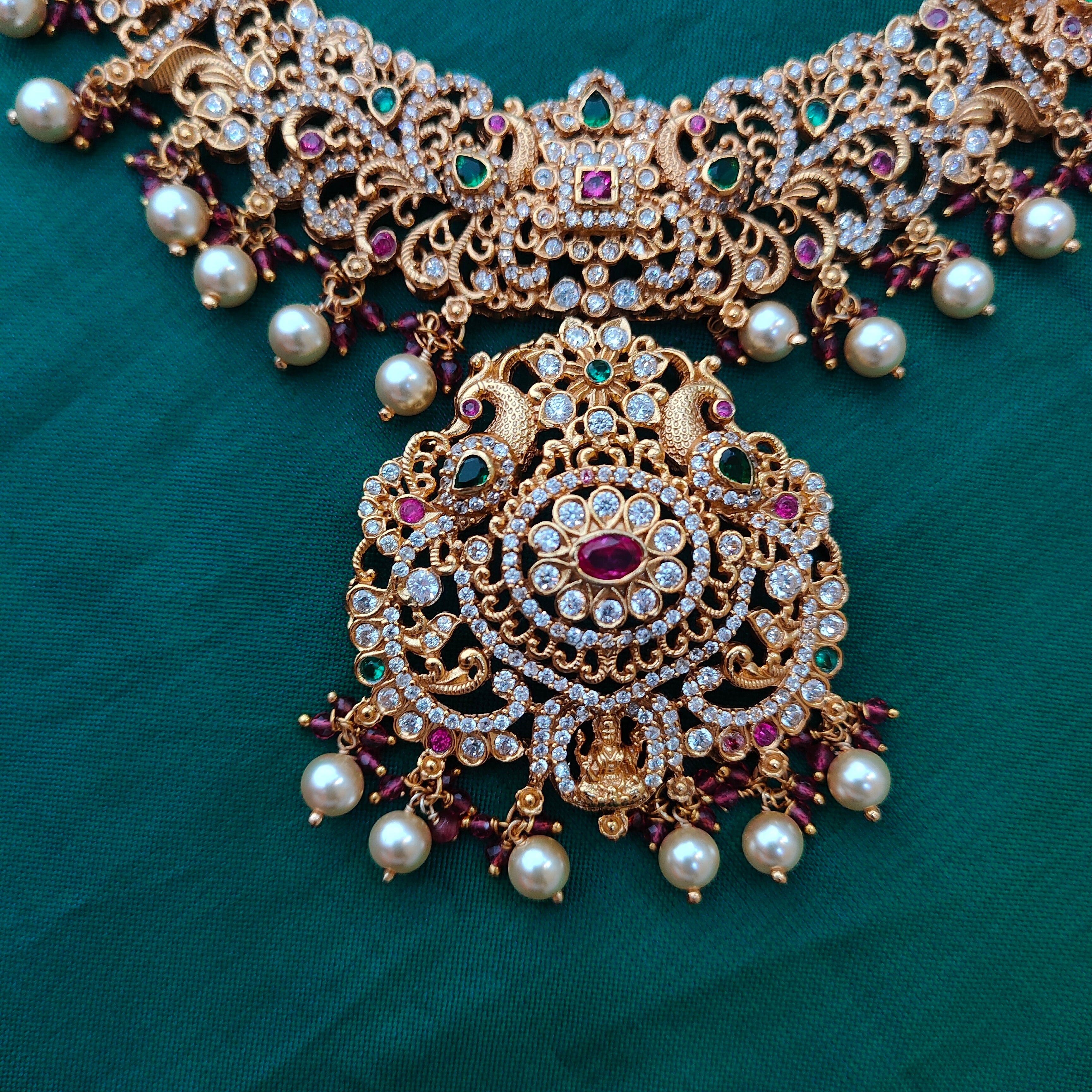 925 Silver Long Necklace with Earring-1348