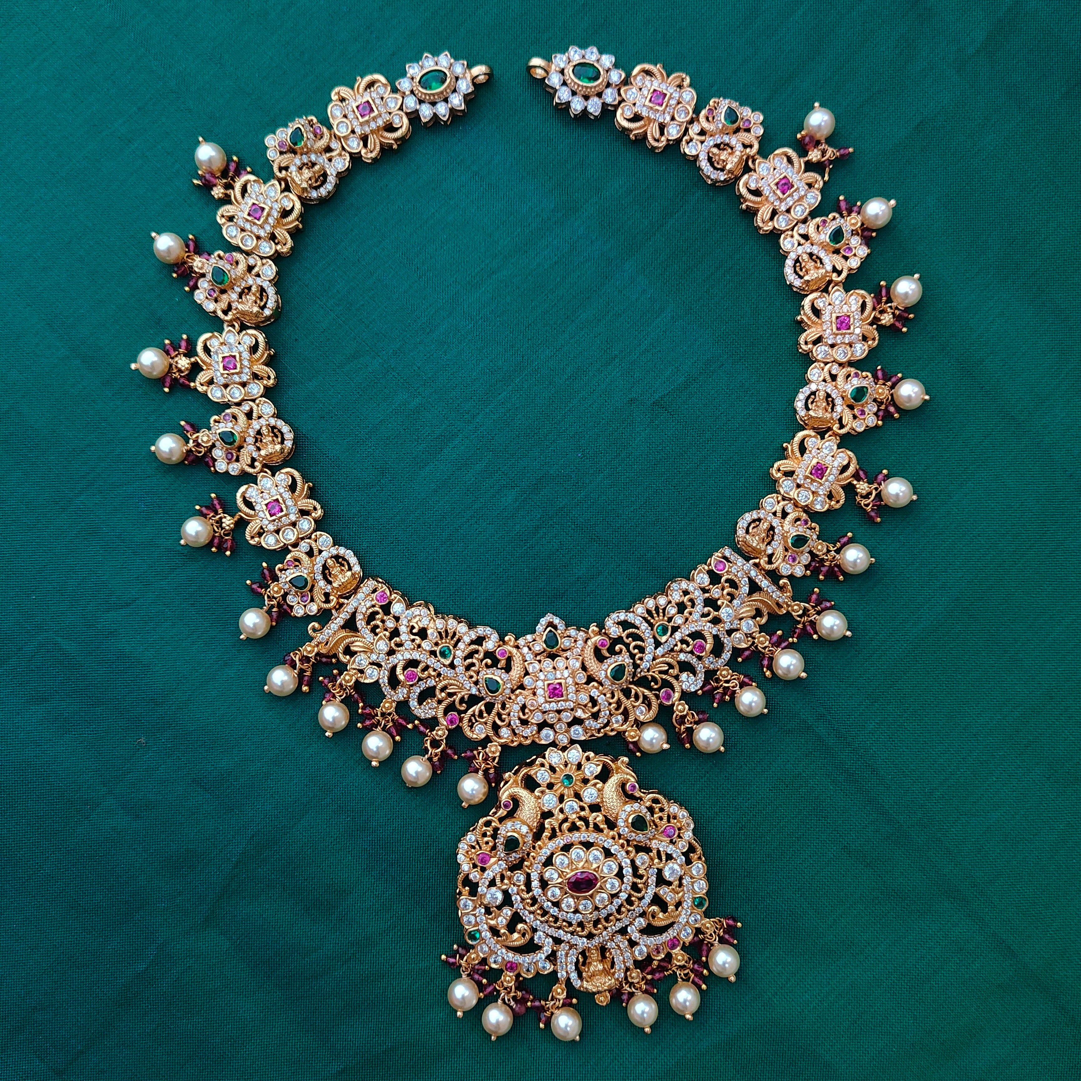 925 Silver Long Necklace with Earring-1348