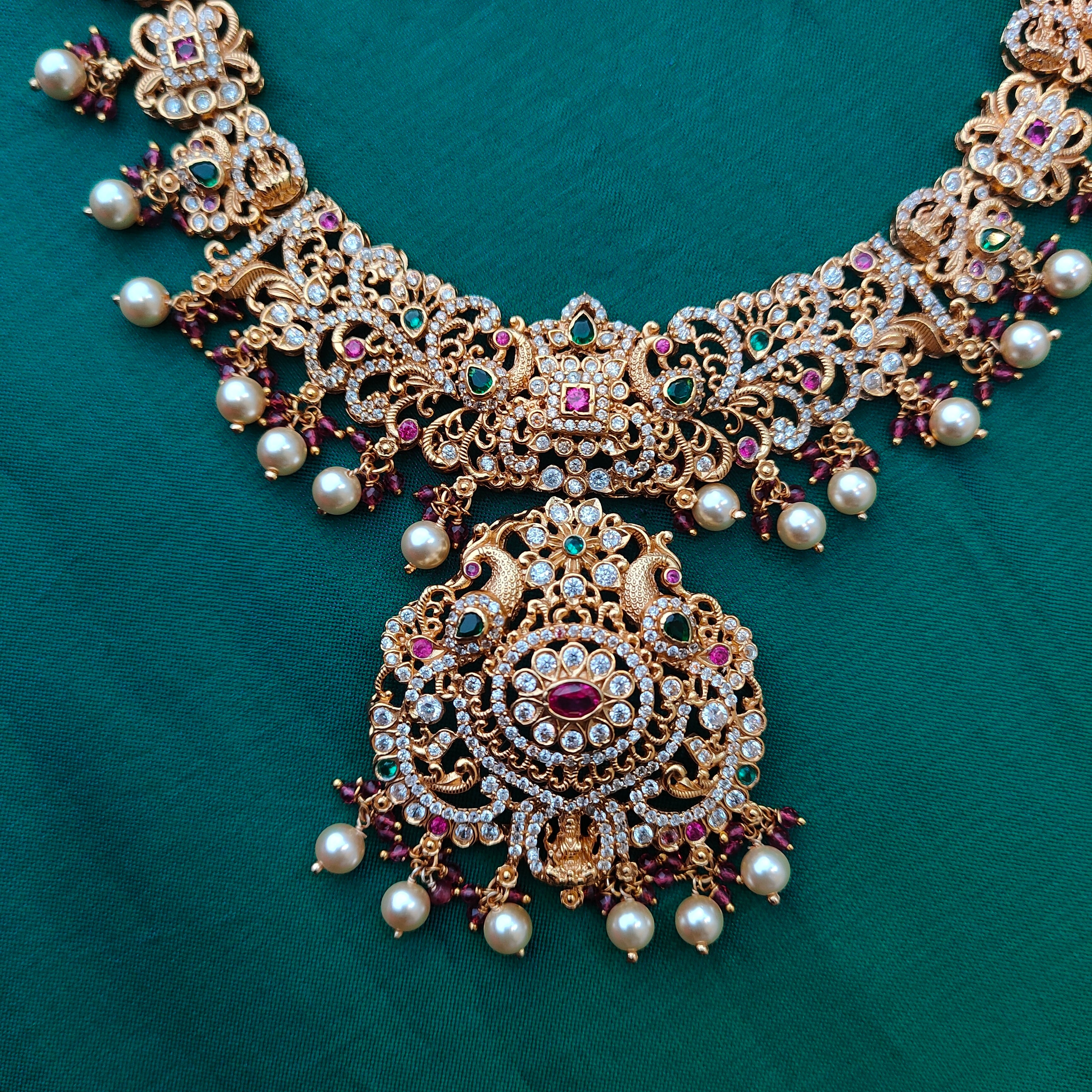 925 Silver Long Necklace with Earring-1348