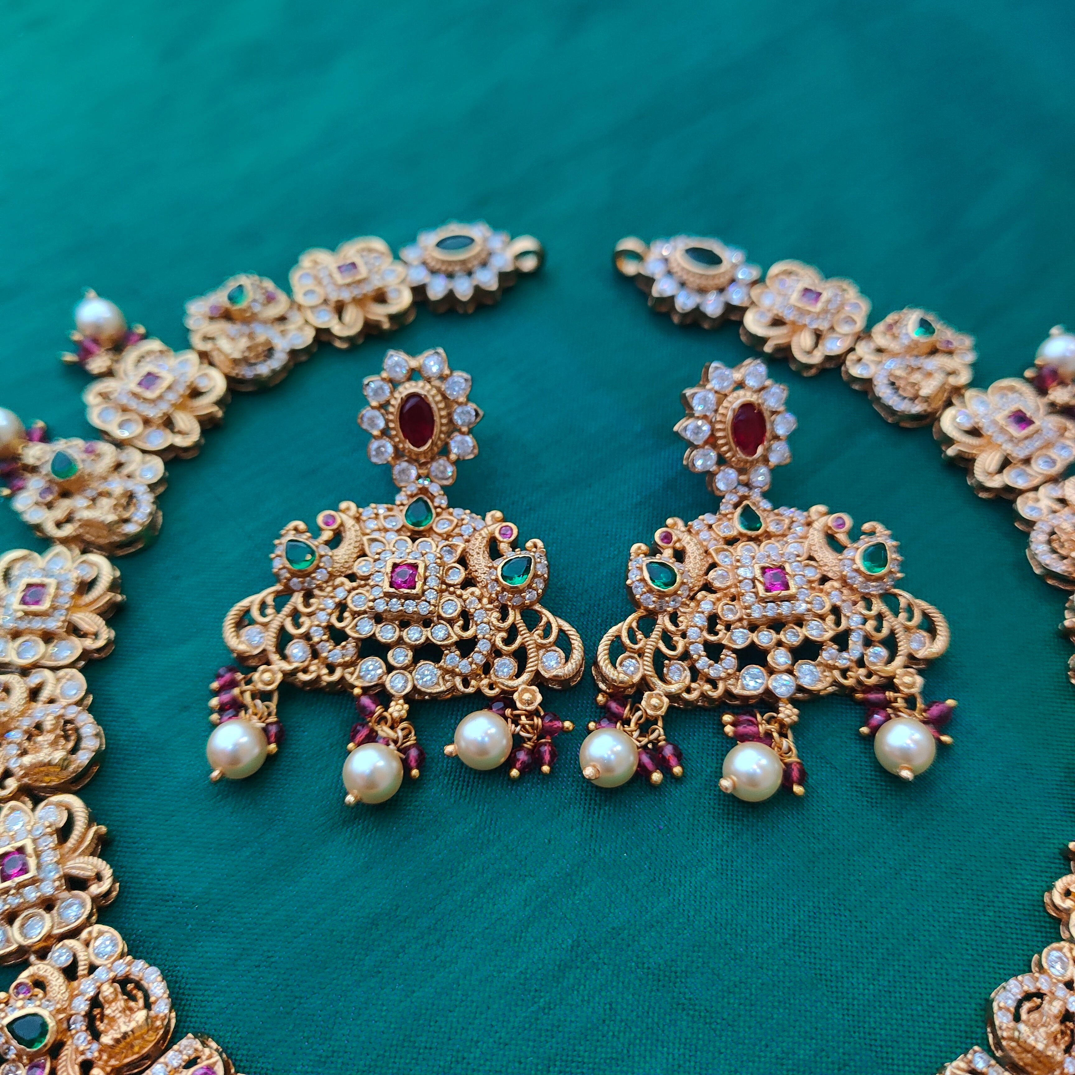 925 Silver Long Necklace with Earring-1348