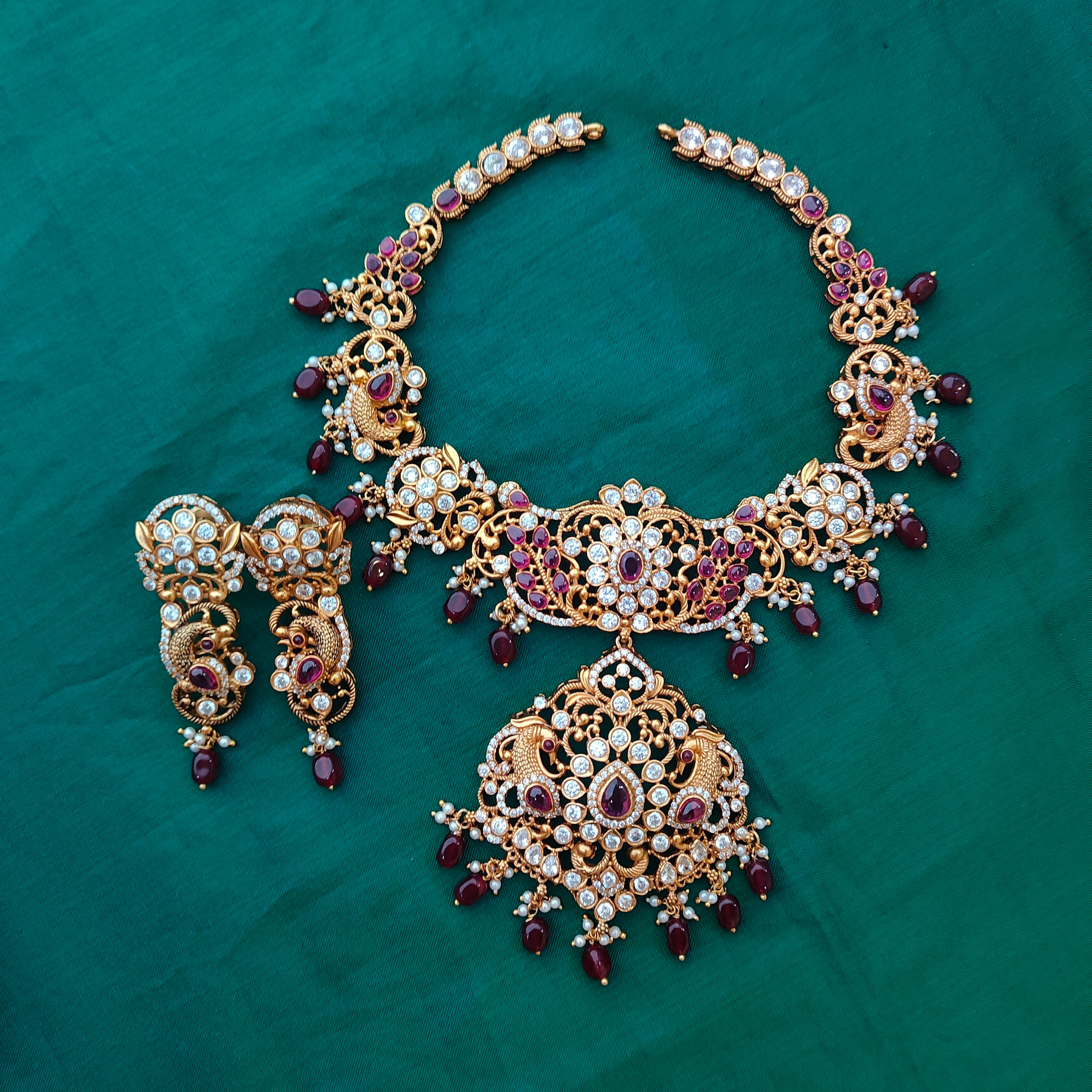 925 Silver Necklace with Earring-1350