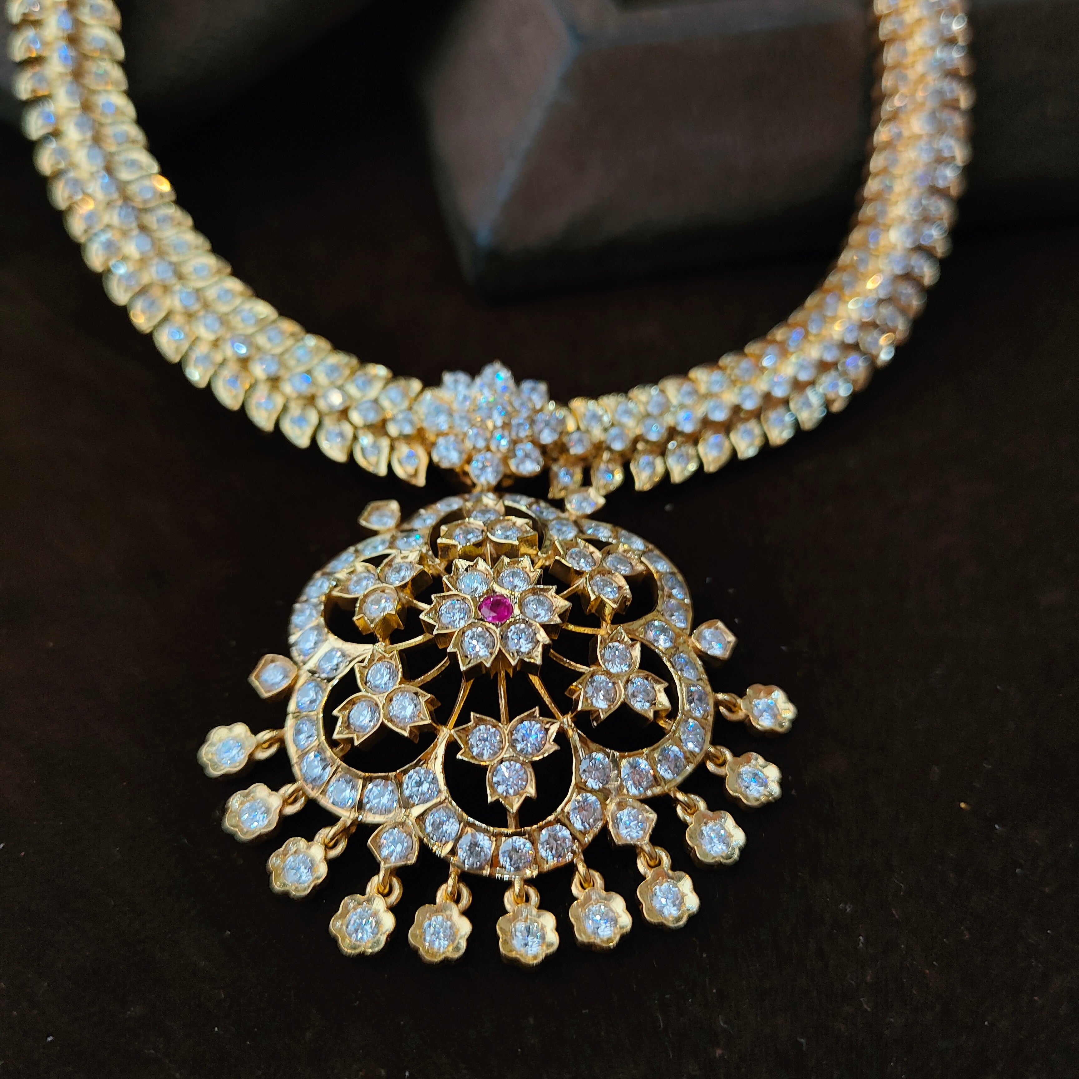 925 Gold plated Padmini Attigai Necklace - 5560 ( MADE TO ORDER )