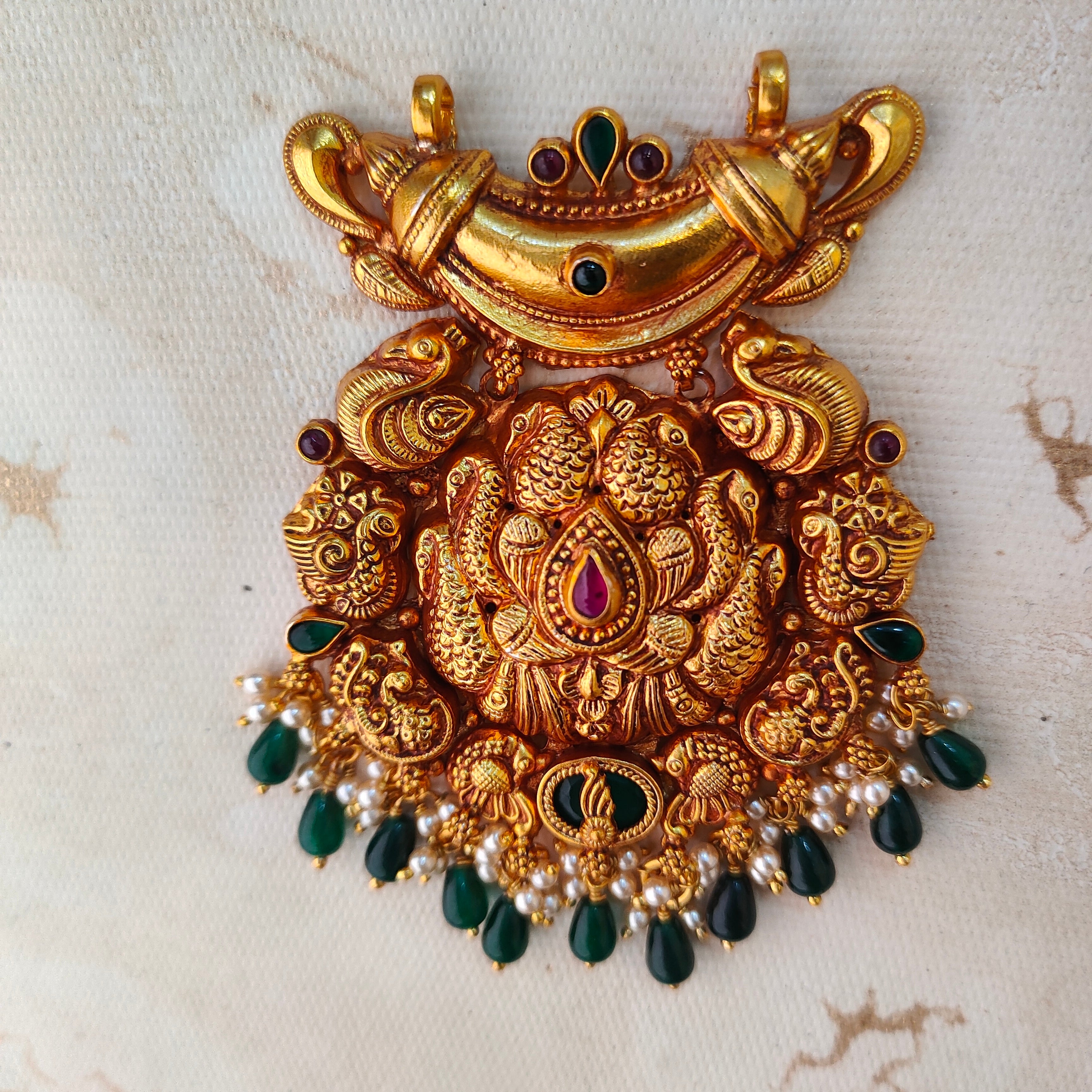 925 Silver Gold plated Peacock Pendant-1215