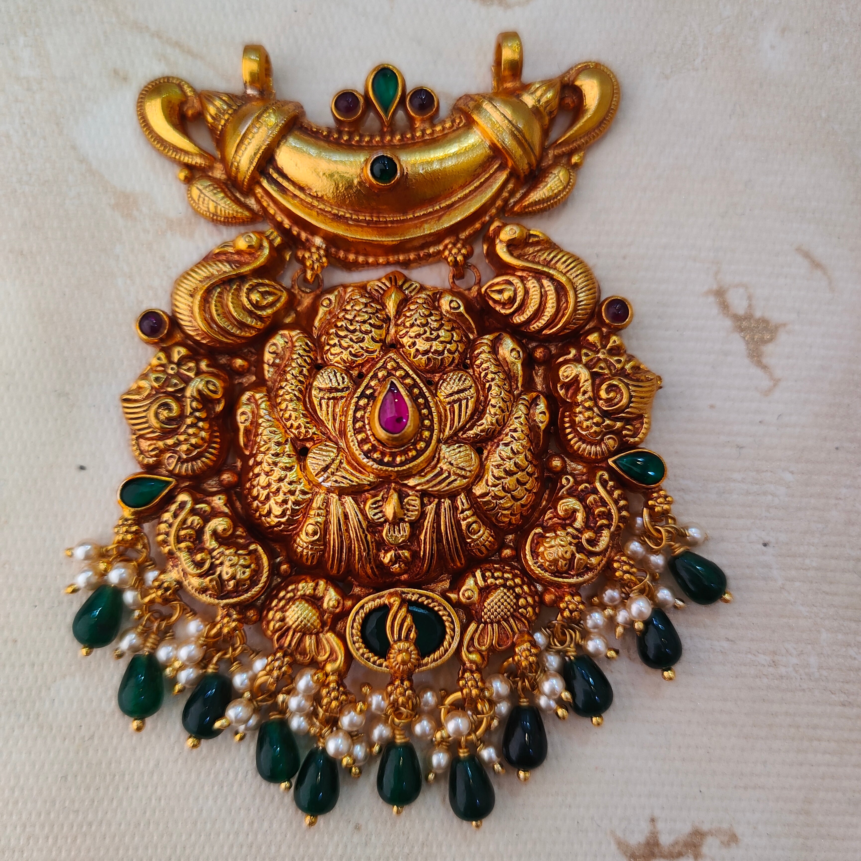 925 Silver Gold plated Peacock Pendant-1215