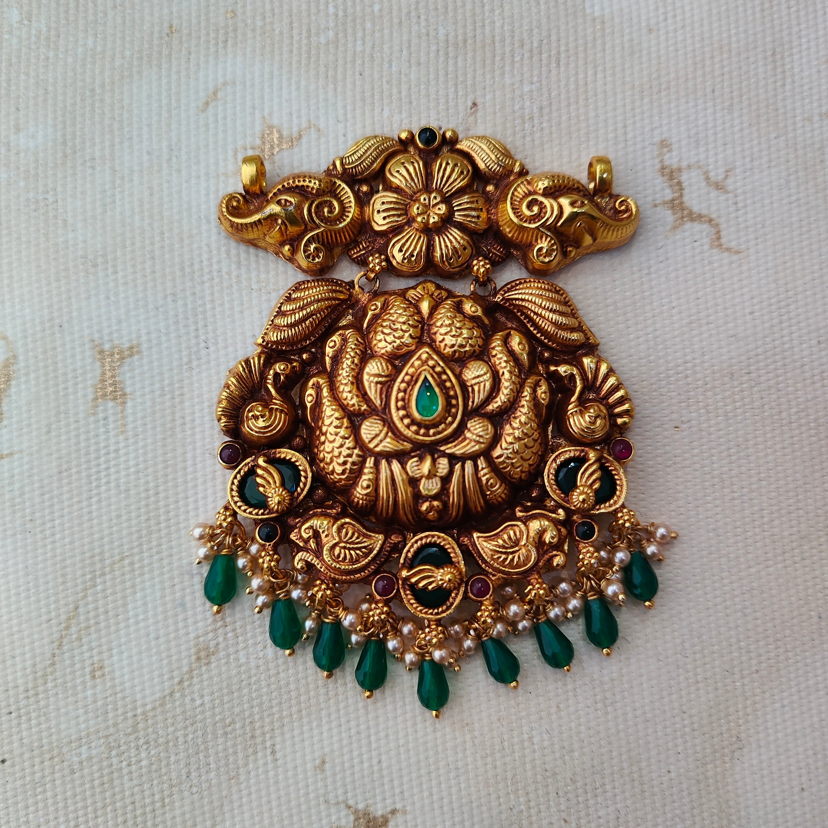 925 Silver Gold plated Peacock Pendant-1362