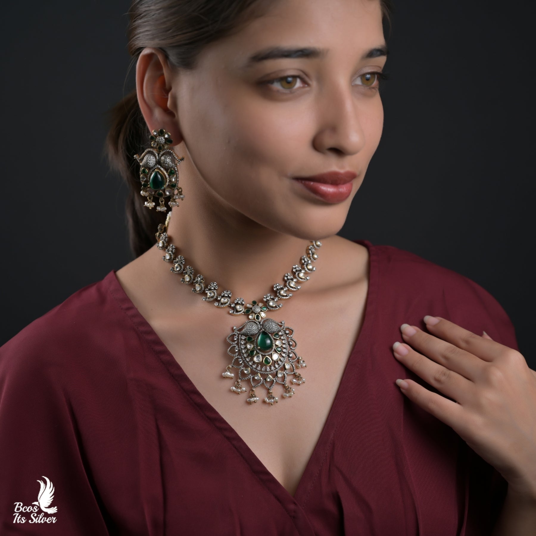 Pure 92.5 Silver Victorian Earring only- 8281