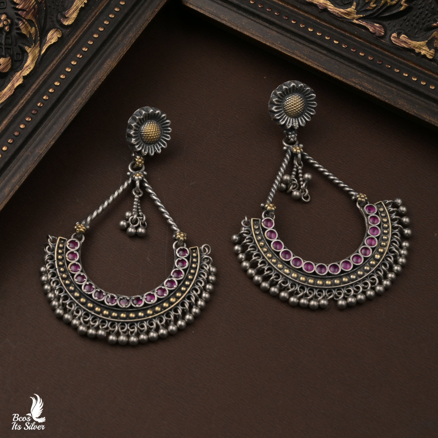 Pure 925 Oxidized Chandbali - 5413