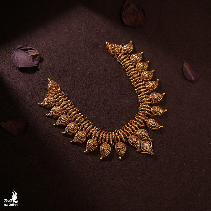 Pure 925 Silver Gold Plated Neckpiece - 0123