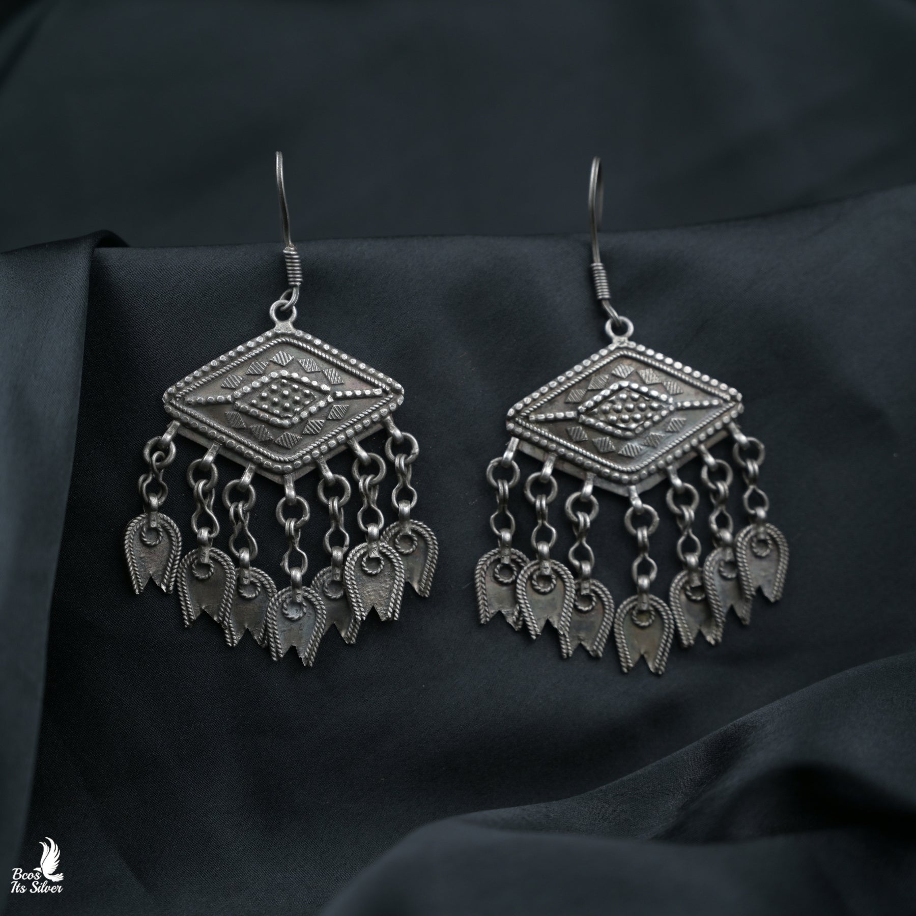 Pure 925 Silver Oxidized Chandbali - 3331