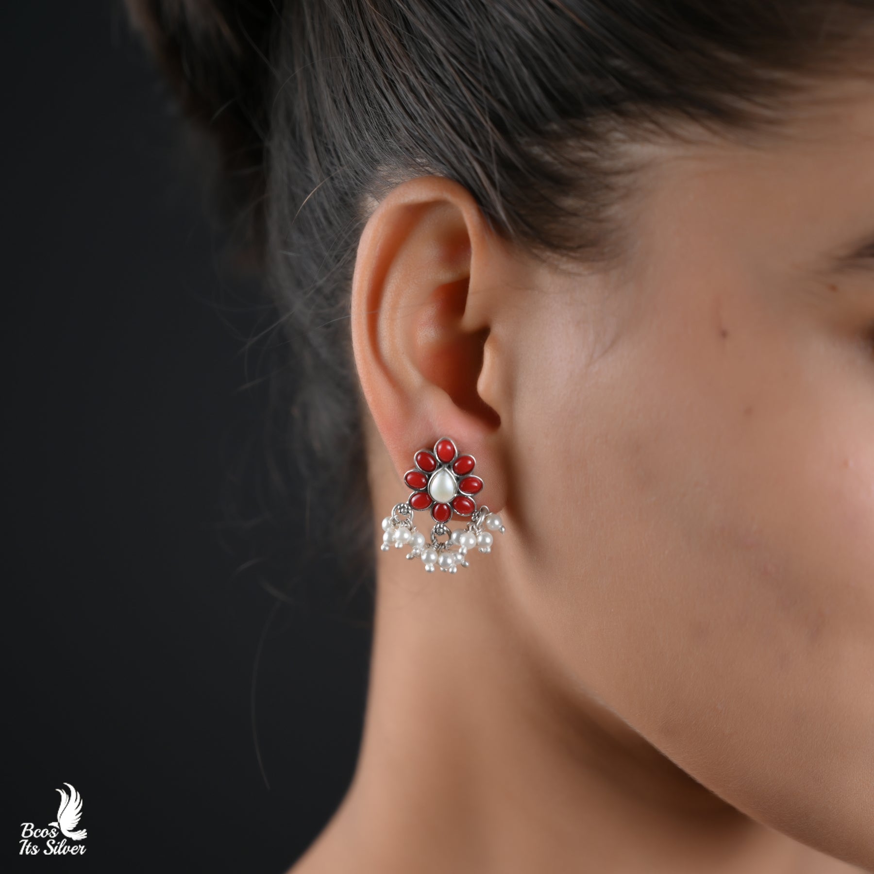 Pure 925 Silver Oxidized EarStud - 6159